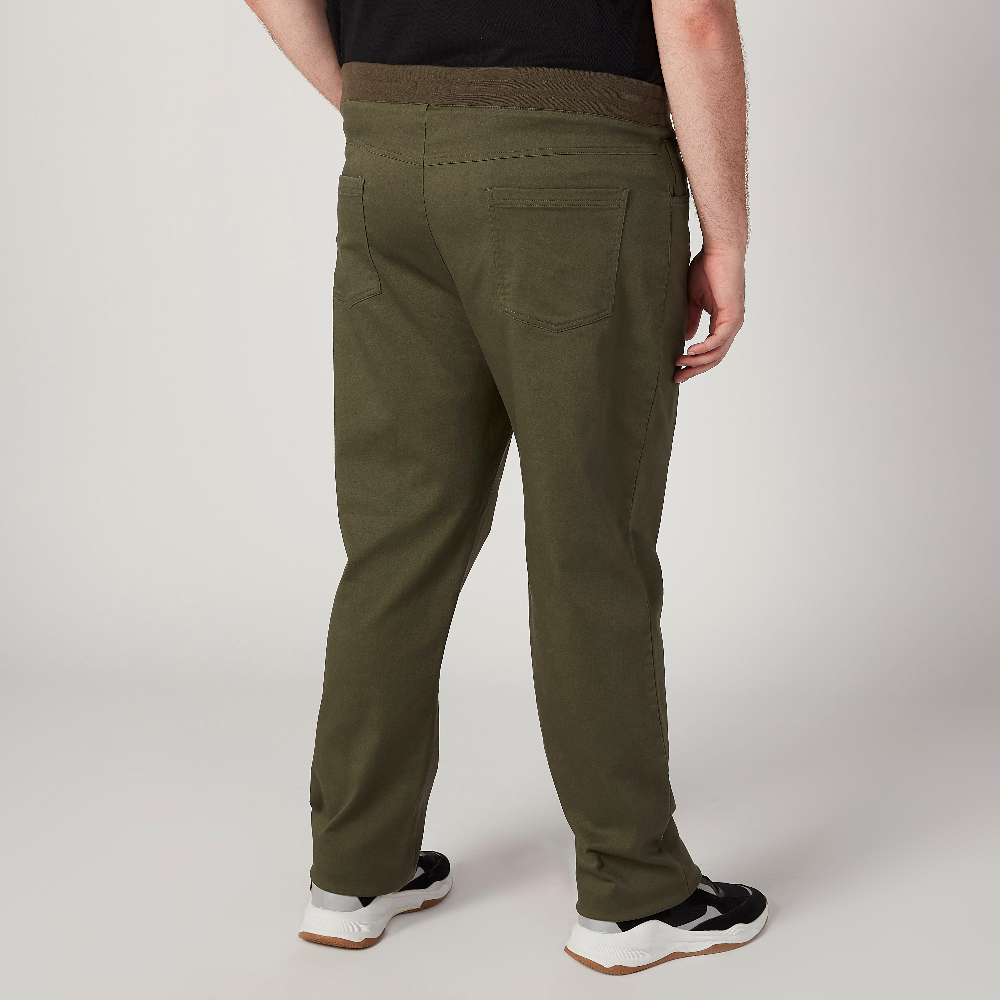 بنطلون سادة بخصر مطّاطي متوسط الارتفاع وجيوب-men-clothing-bottoms-trousersandchinos-trousers-image-4