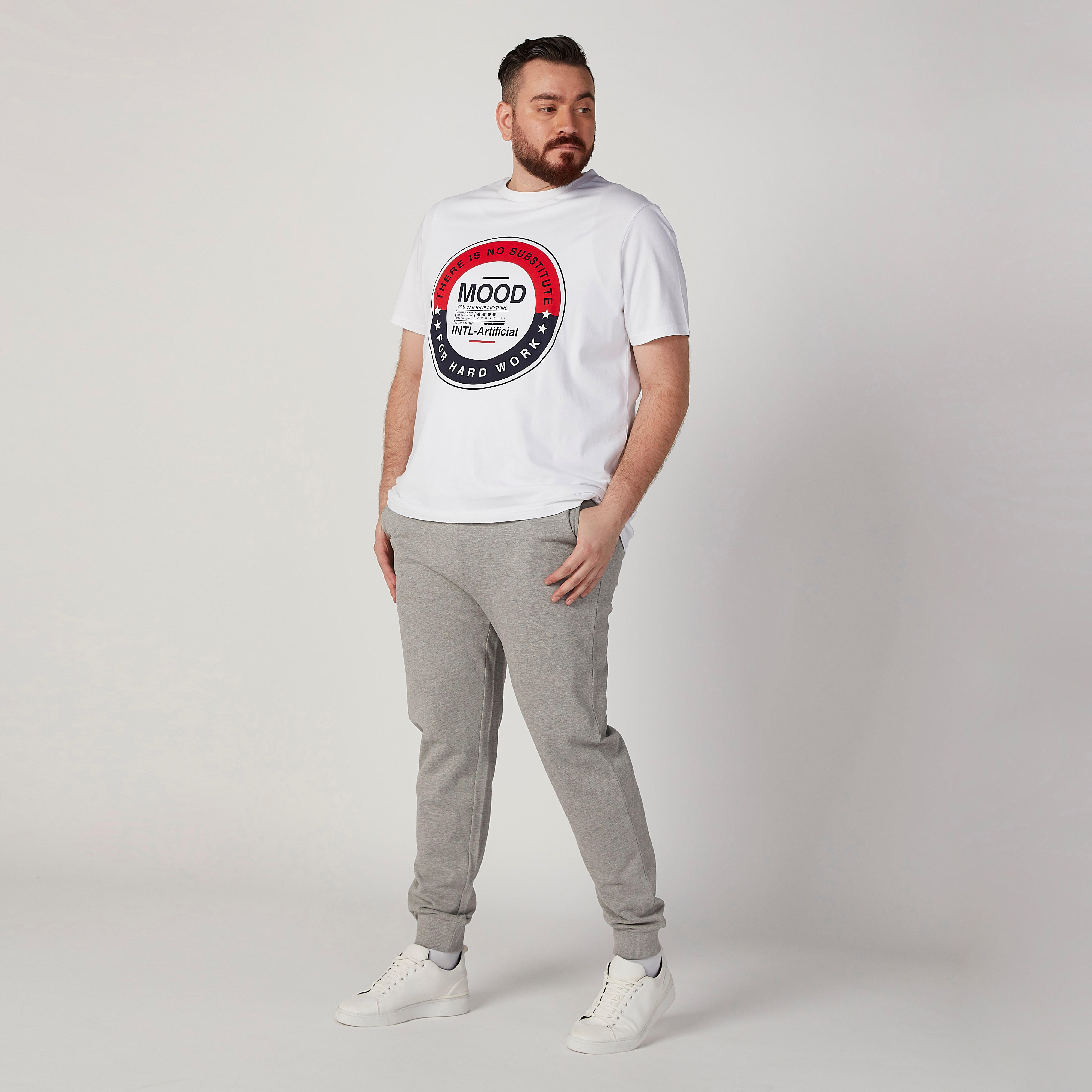 بنطلون رياضي بارز الملمس بخصر متوسط الارتفاع وجيوب-men-clothing-bottoms-joggers-image-2