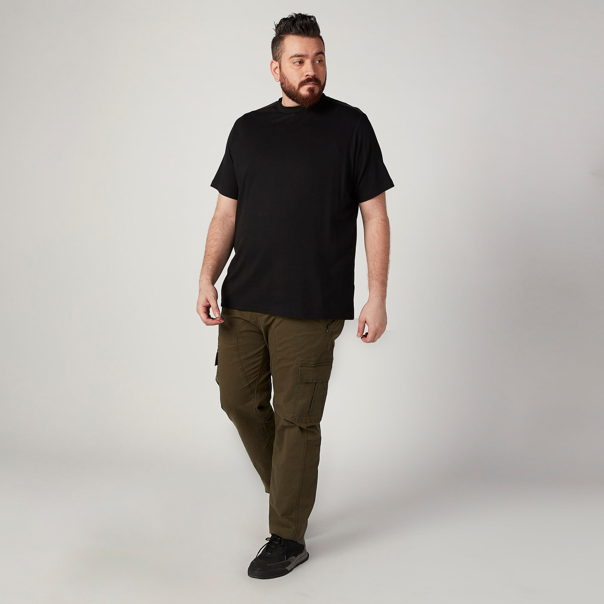 بنطلون سادة بخصر متوسط الارتفاع وجيوب وحلقات للحزام-men-clothing-bottoms-trousersandchinos-trousers-image-2