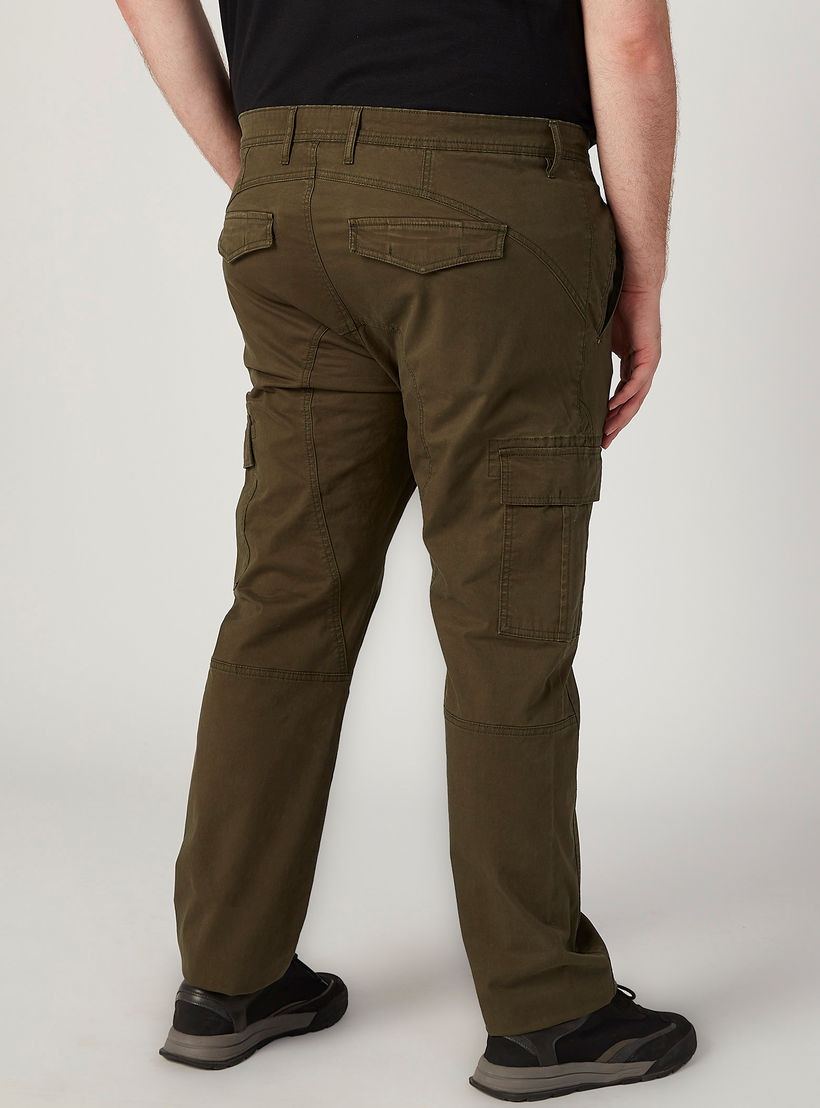 بنطلون سادة بخصر متوسط الارتفاع وجيوب وحلقات للحزام-men-clothing-bottoms-trousersandchinos-trousers-image-3