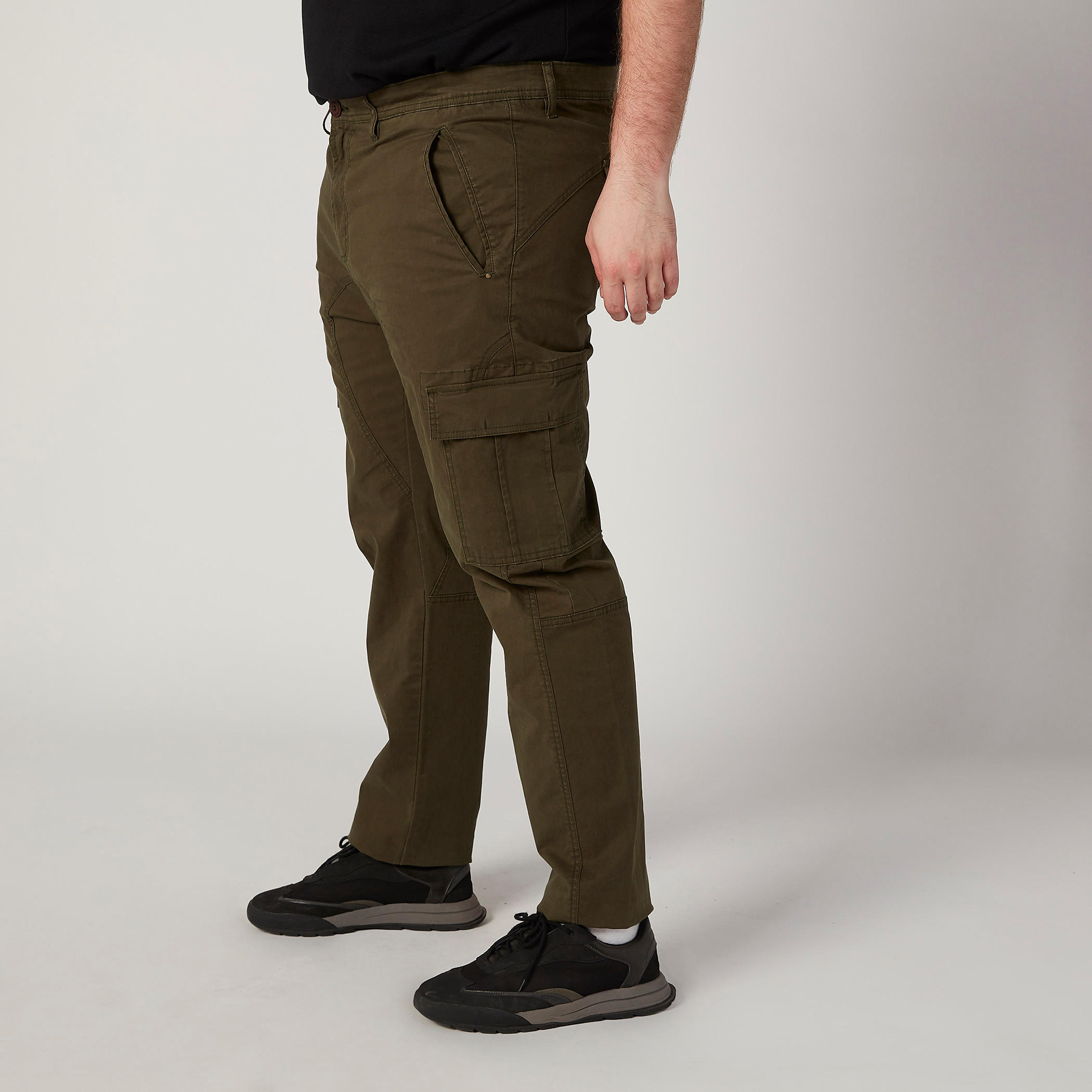 بنطلون سادة بخصر متوسط الارتفاع وجيوب وحلقات للحزام-men-clothing-bottoms-trousersandchinos-trousers-image-4