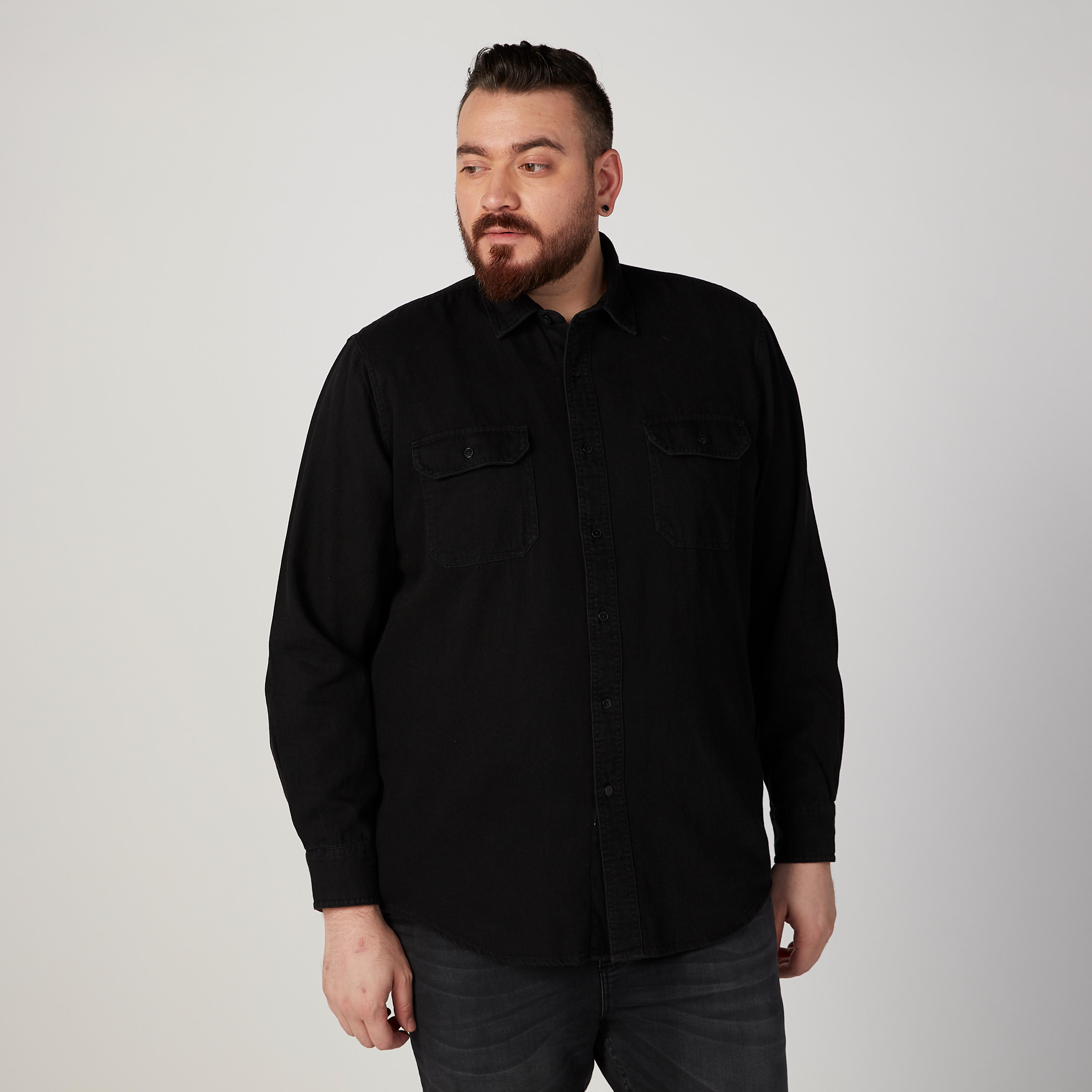 قميص جينز بأكمام طويلة وجيوب بطيّة-men-clothing-shirts-image-1