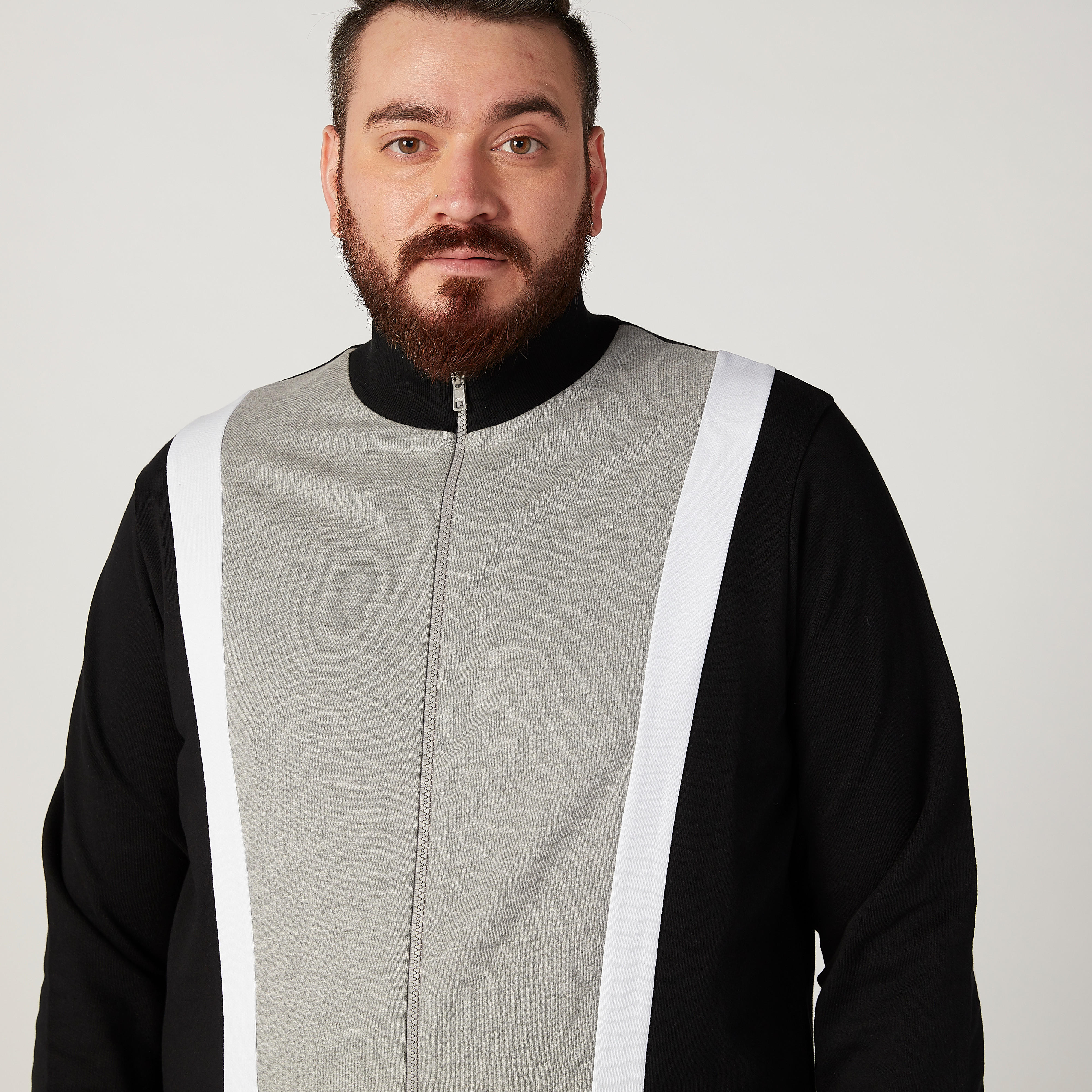 Colour Block Sweatshirt with Long Sleeves and Zip Closure-men-winterwear-hoodiesandsweatshirts-image-3