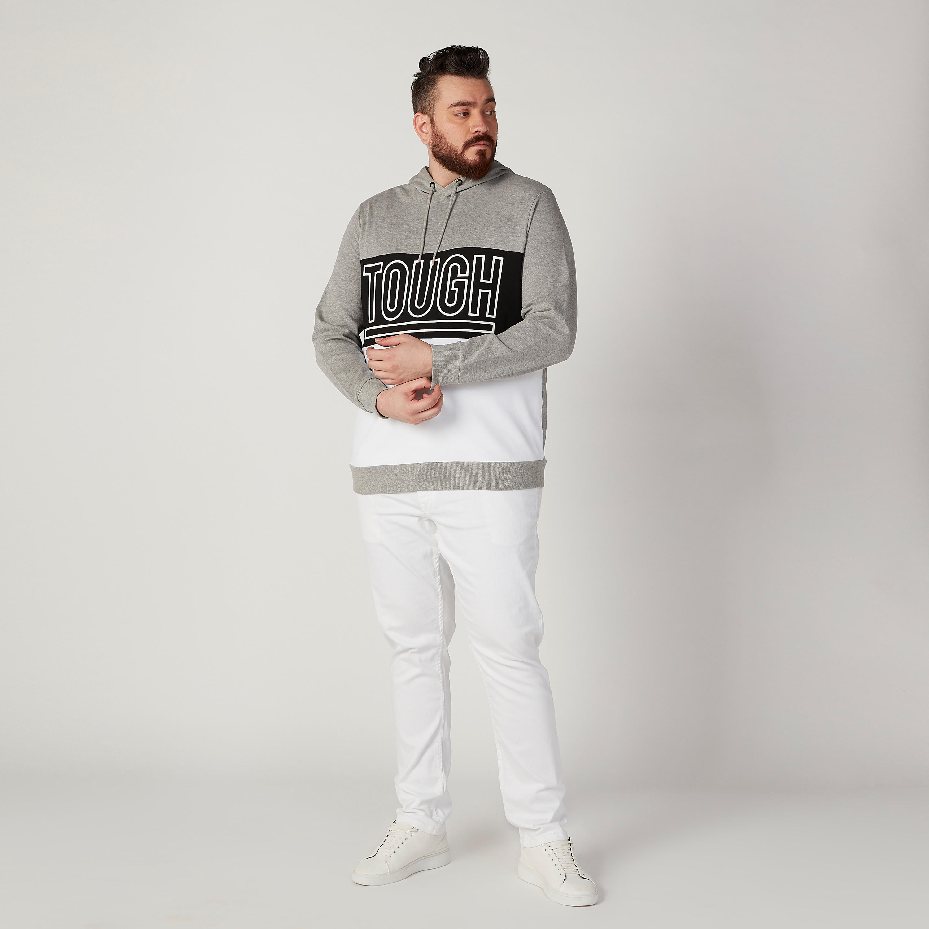 Printed Sweatshirt with Long Sleeves and Hood-men-winterwear-hoodiesandsweatshirts-image-2