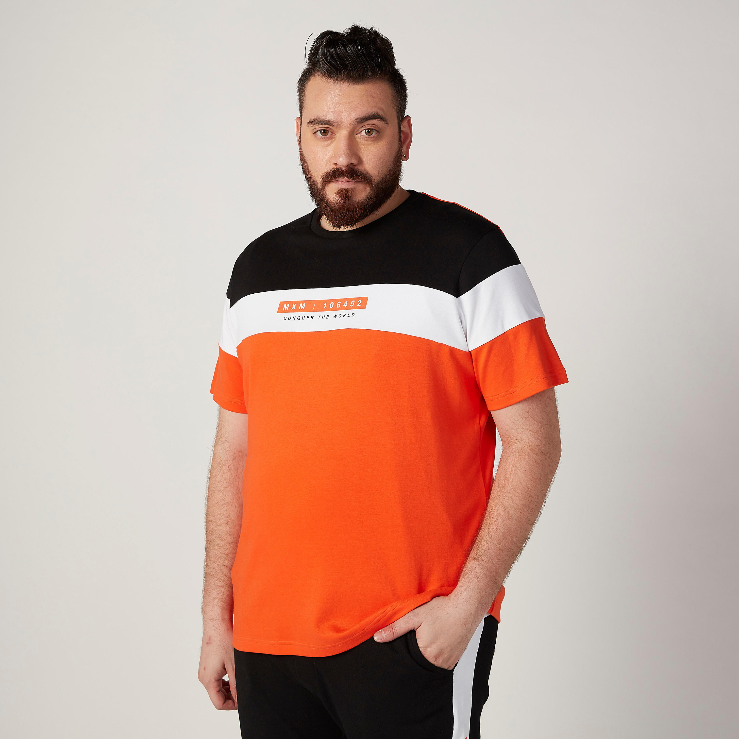 Printed T-shirt with Round Neck and Short Sleeves-men-clothing-tshirtsandpolos-tshirts-image-1