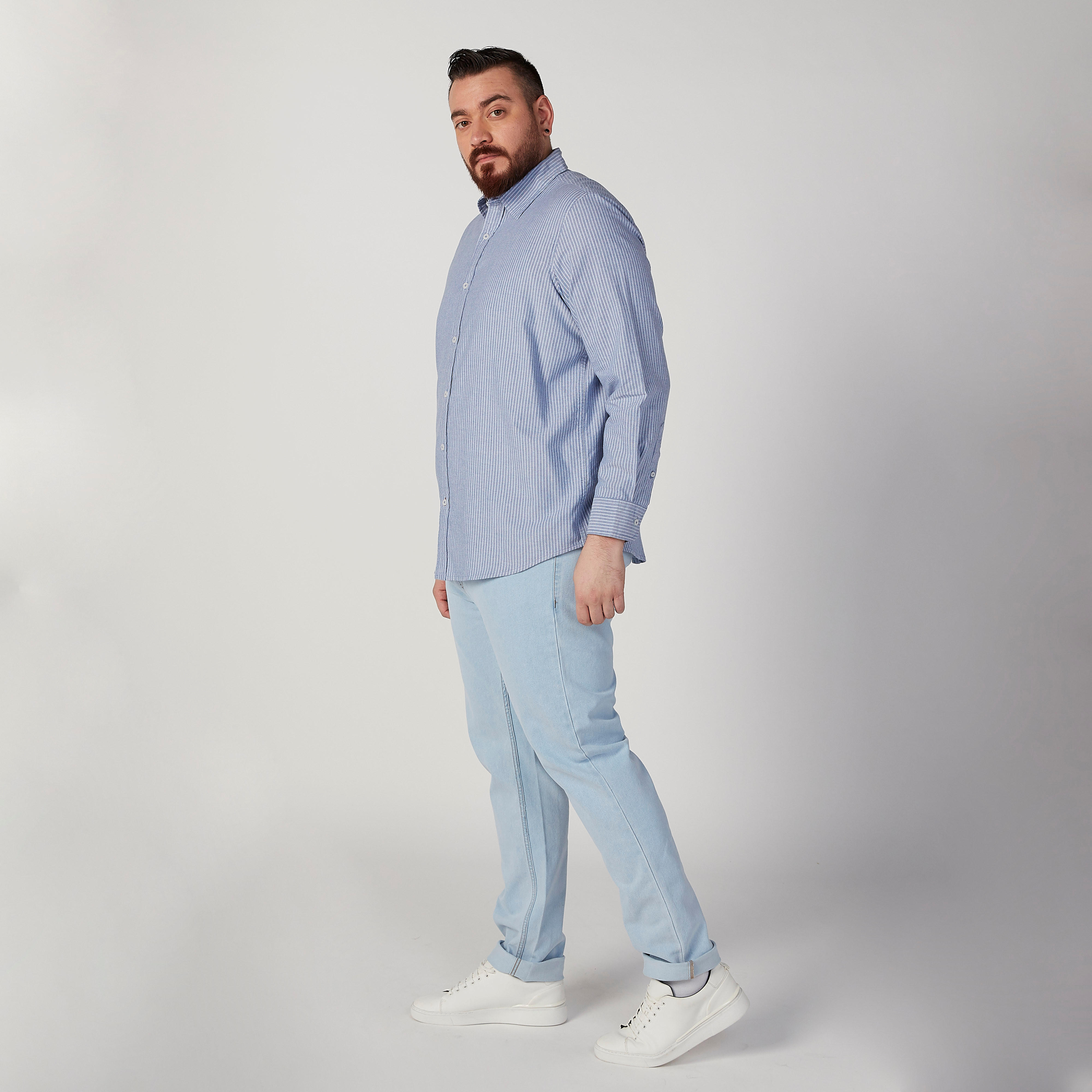 قميص مخطط بياقة عاديّة وأكمام طويلة-men-clothing-shirts-image-2