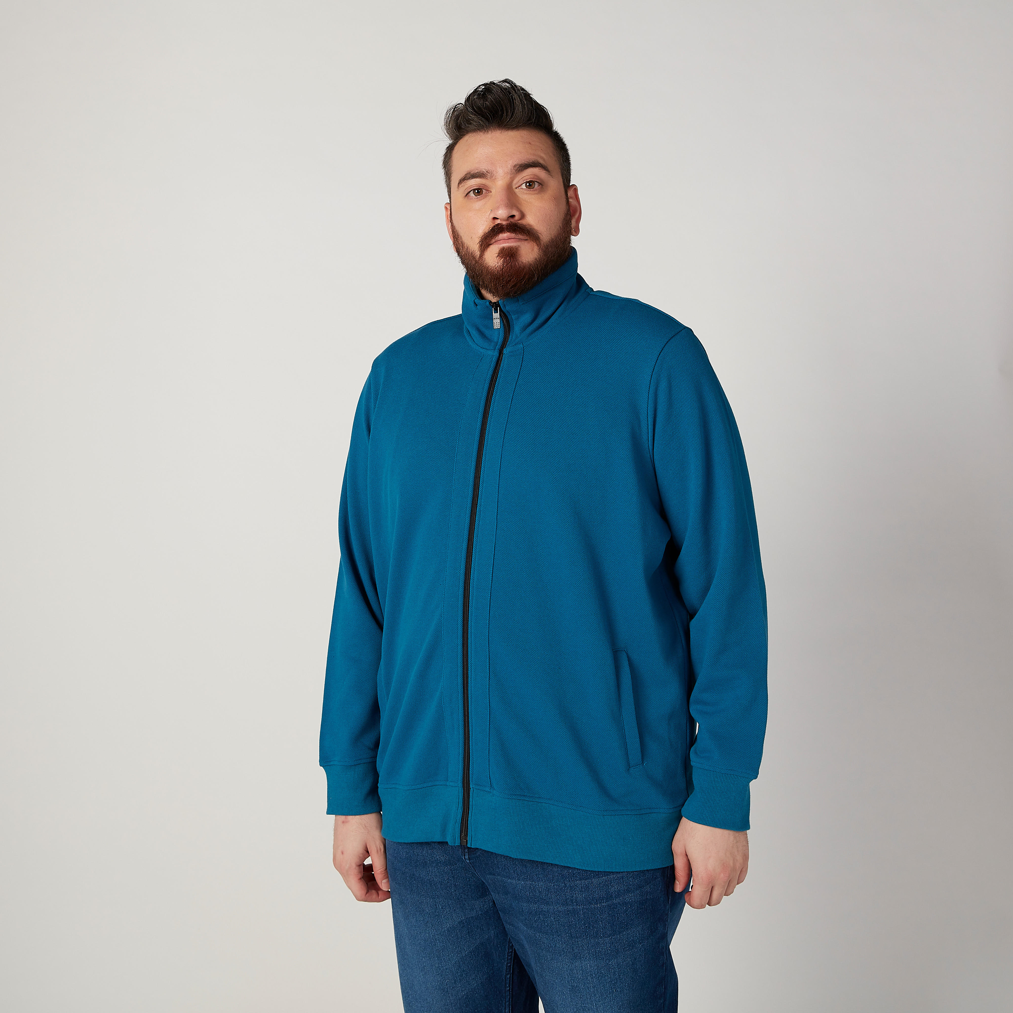 Textured Jacket with Long Sleeves and Pockets-men-clothing-jacketsandblazers-jackets-image-1