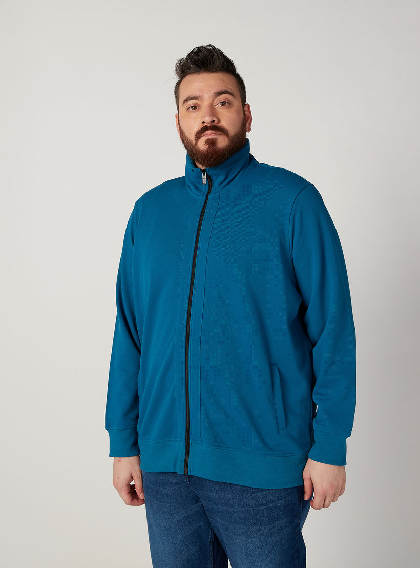 Textured Jacket with Long Sleeves and Pockets-men-clothing-jacketsandblazers-jackets-image-1