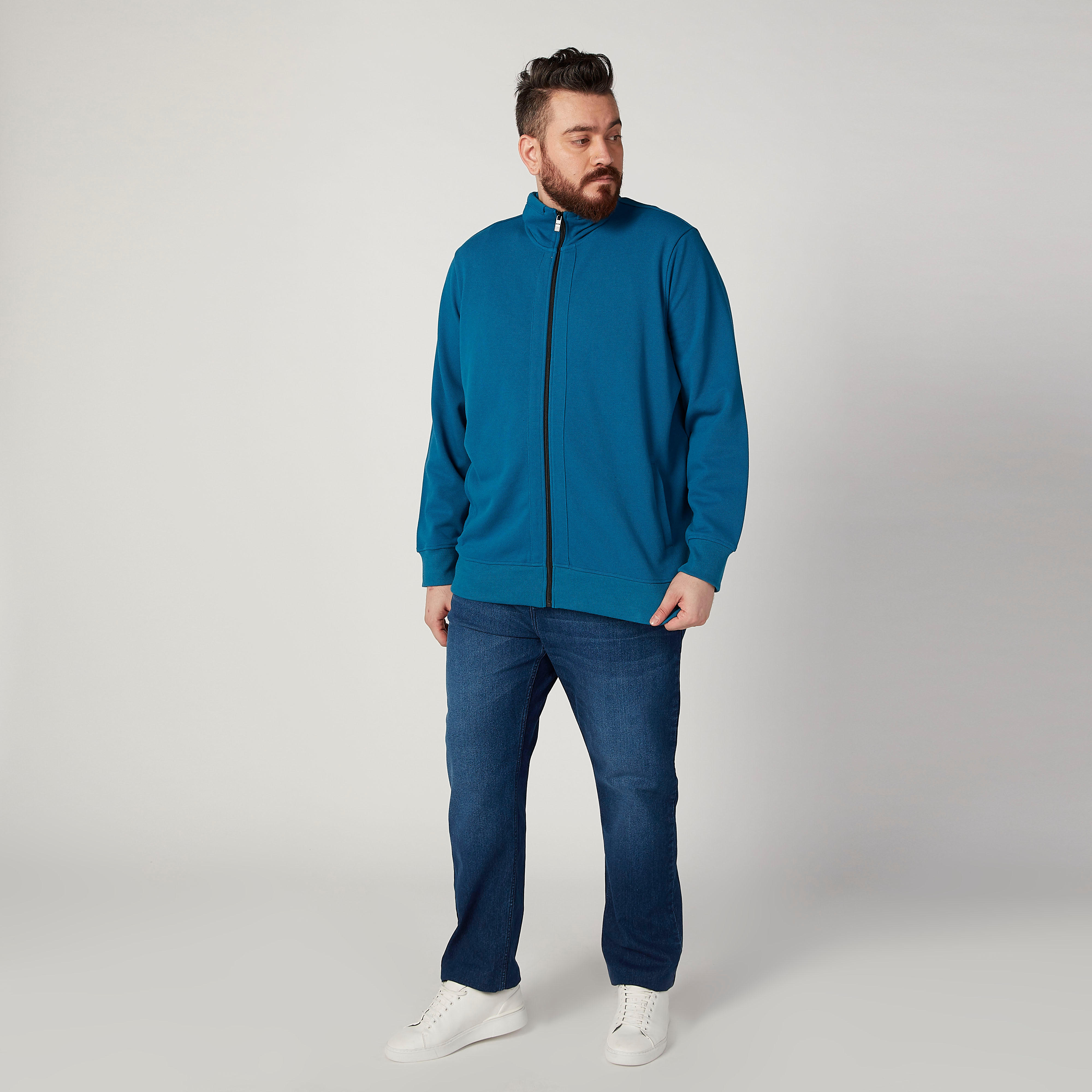 Textured Jacket with Long Sleeves and Pockets-men-clothing-jacketsandblazers-jackets-image-2