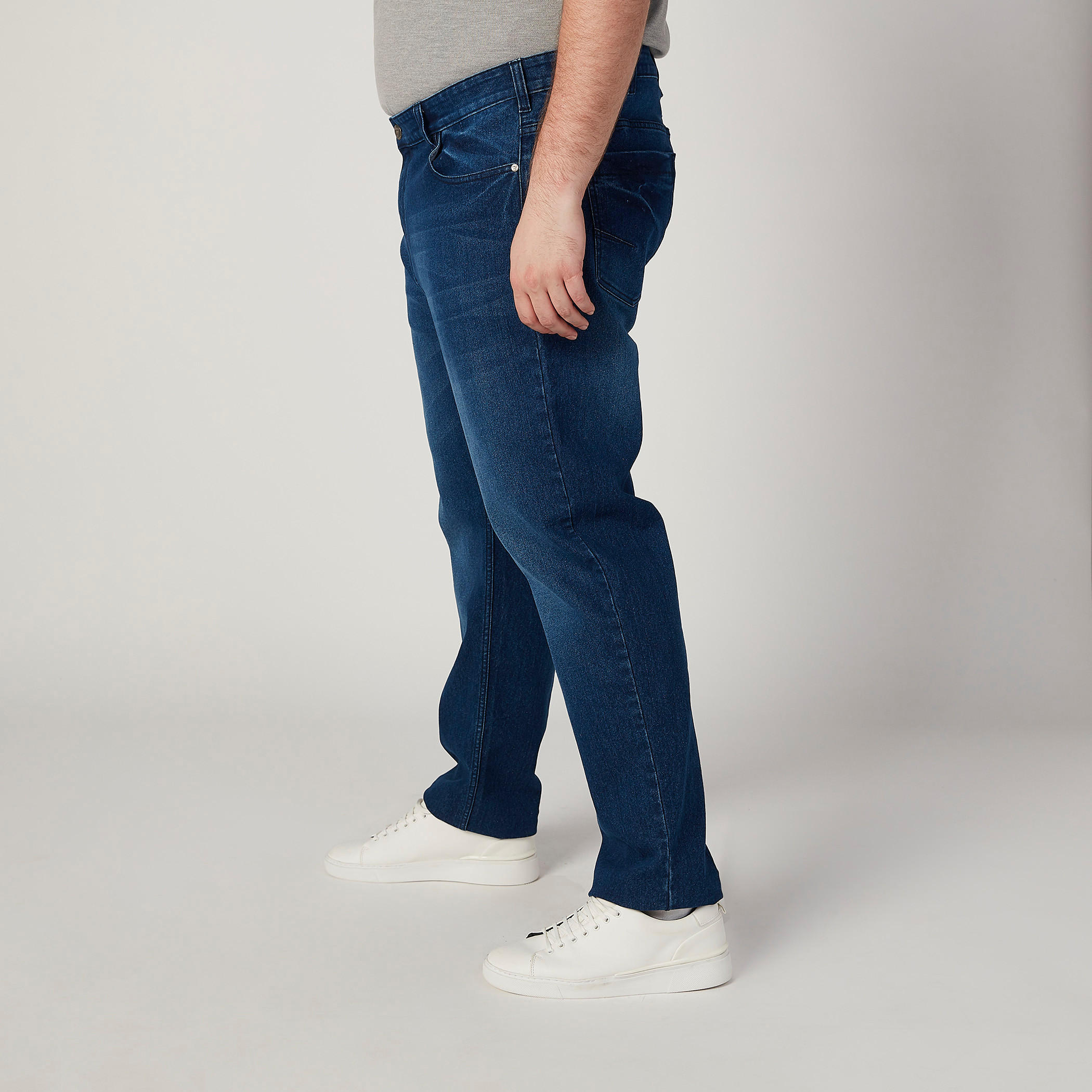 بنطلون جينز سادة بخصر متوسط الارتفاع وجيوب وحلقات للحزام-men-clothing-bottoms-jeans-image-5