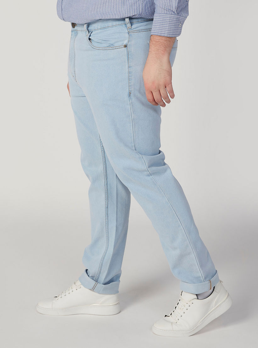 بنطلون جينز طويل بخصر متوسط الارتفاع وجيوب وحلقات للحزام-men-clothing-bottoms-jeans-image-5