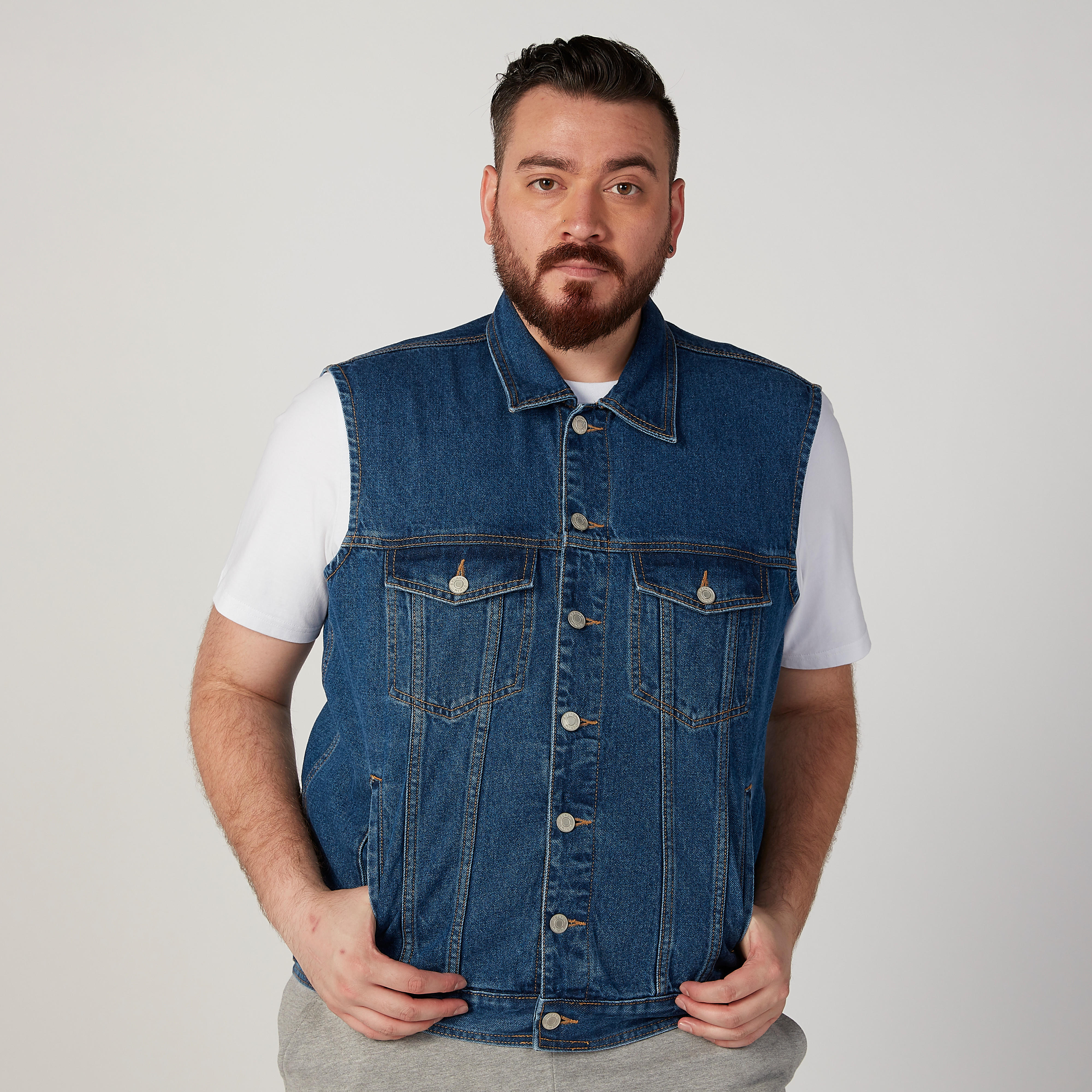 Denim Sleeveless Jacket with Flap Pockets-men-clothing-jacketsandblazers-jackets-image-1