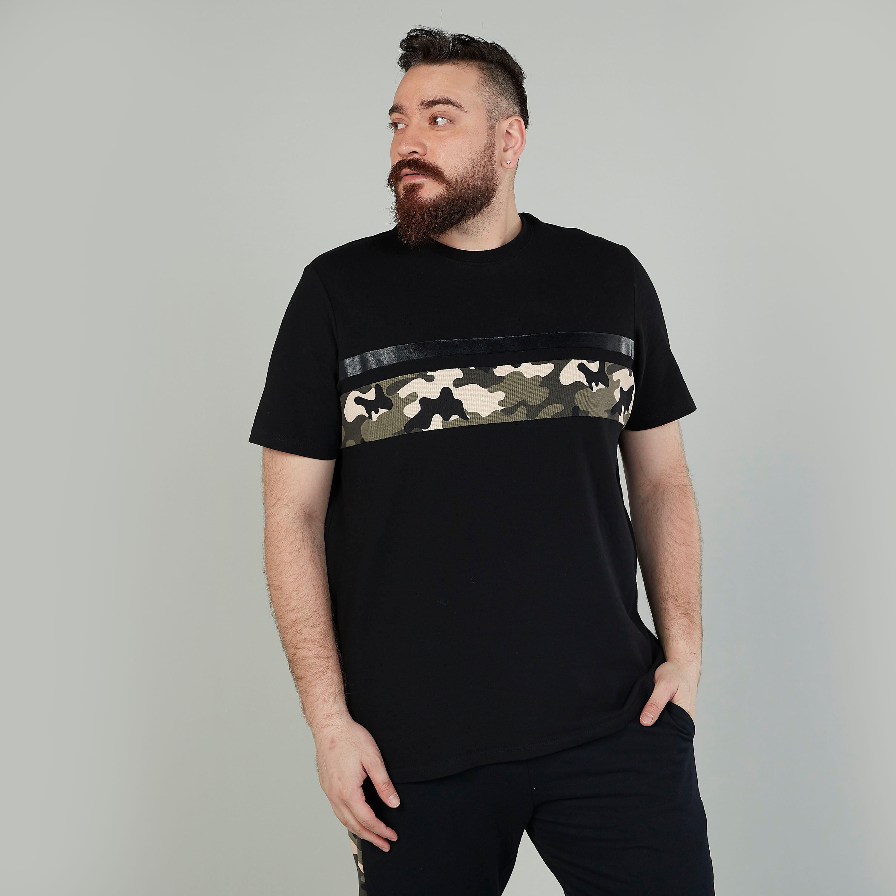 Printed T-shirt with Crew Neck and Short Sleeves-men-clothing-tshirtsandpolos-tshirts-image-1