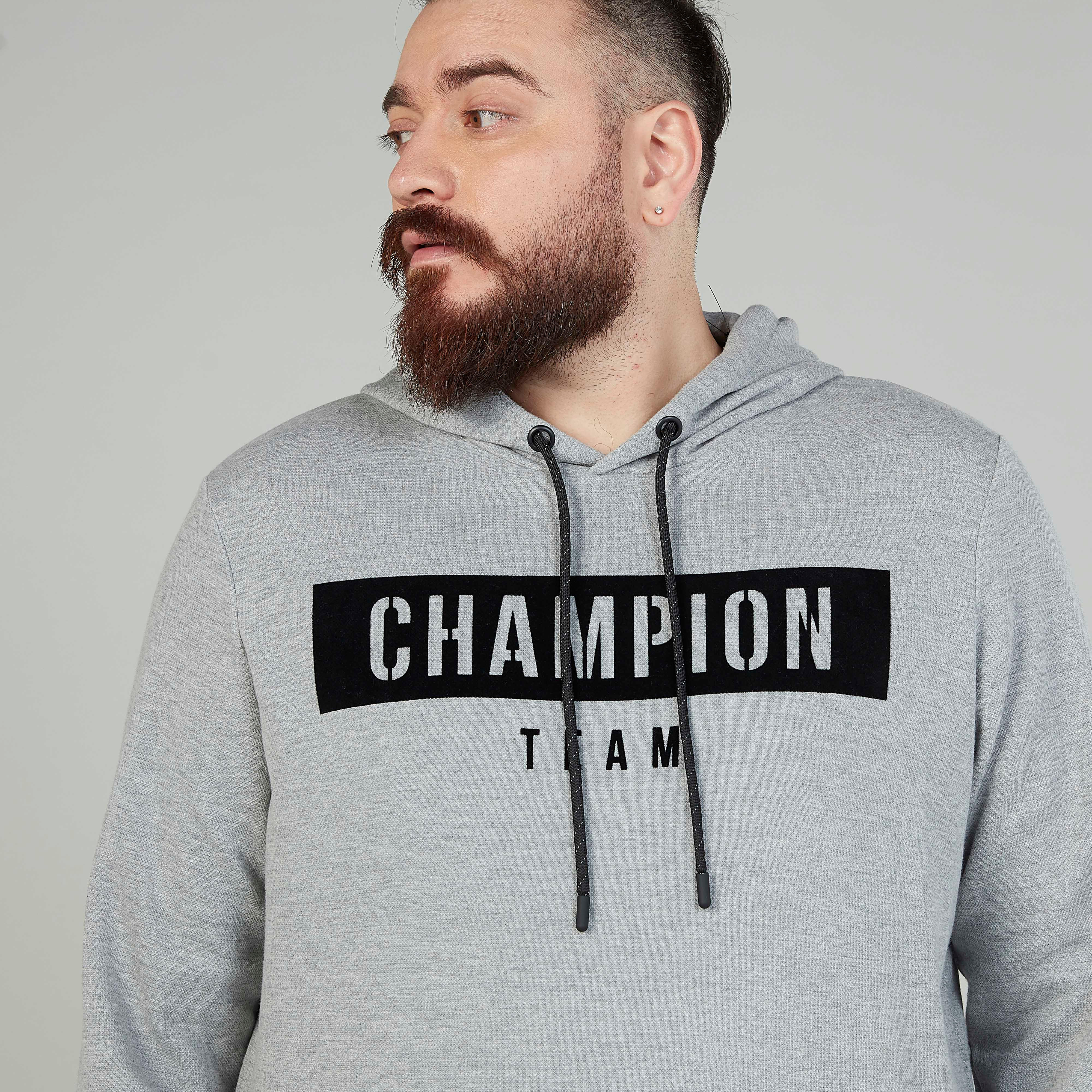 Printed Sweatshirt with Long Sleeves and Hood-men-winterwear-hoodiesandsweatshirts-image-3