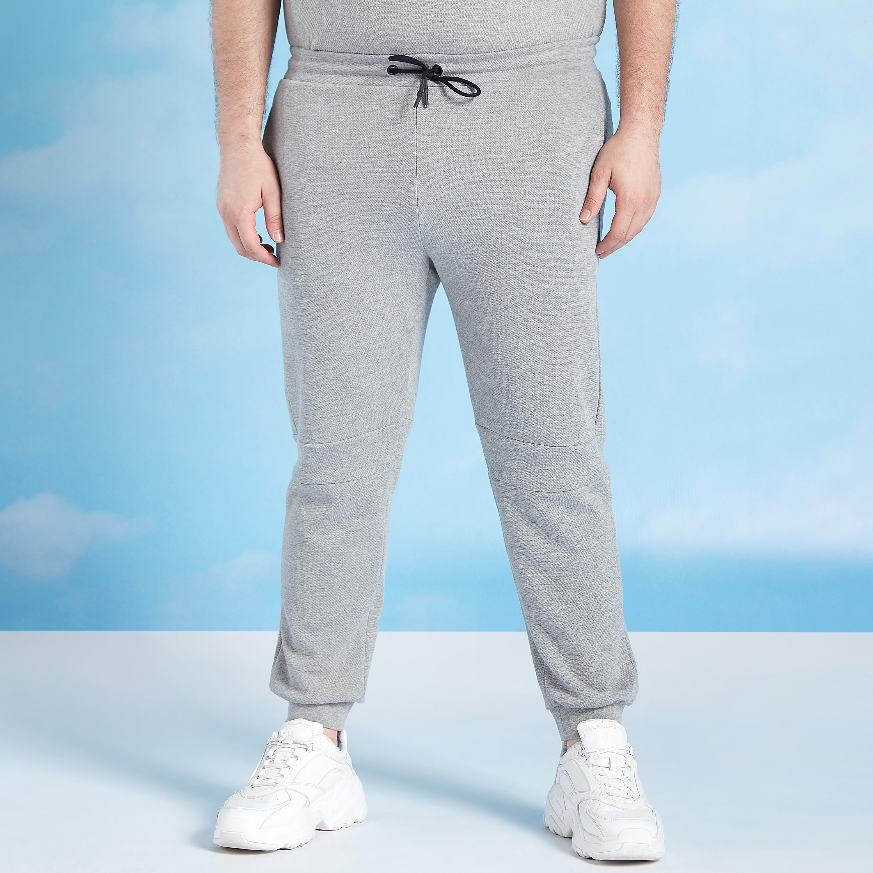 بنطلون رياضي سادة بطول كامل متوسط الارتفاع بجيوب ورباط-men-clothing-bottoms-joggers-image-4
