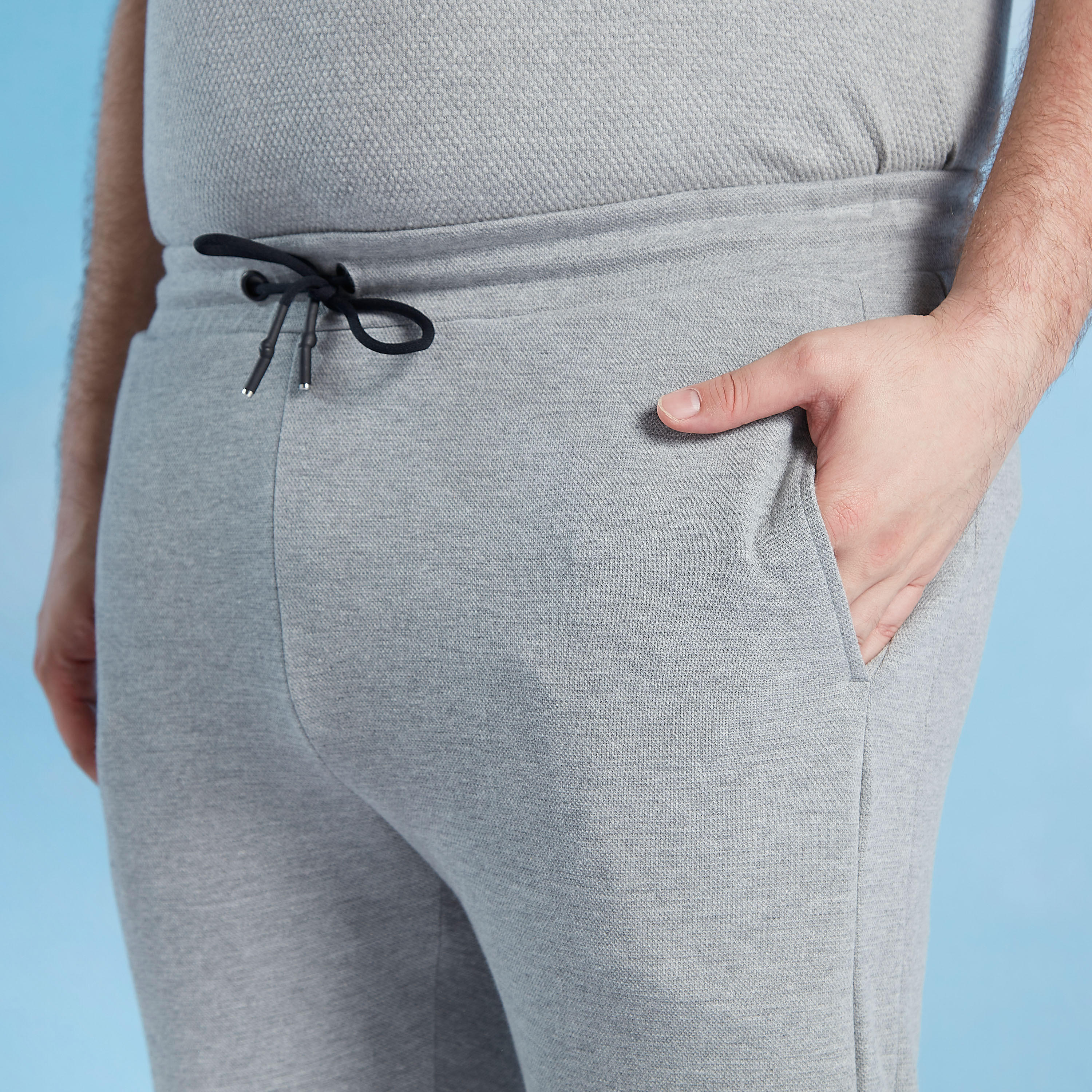 بنطلون رياضي سادة بطول كامل متوسط الارتفاع بجيوب ورباط-men-clothing-bottoms-joggers-image-2