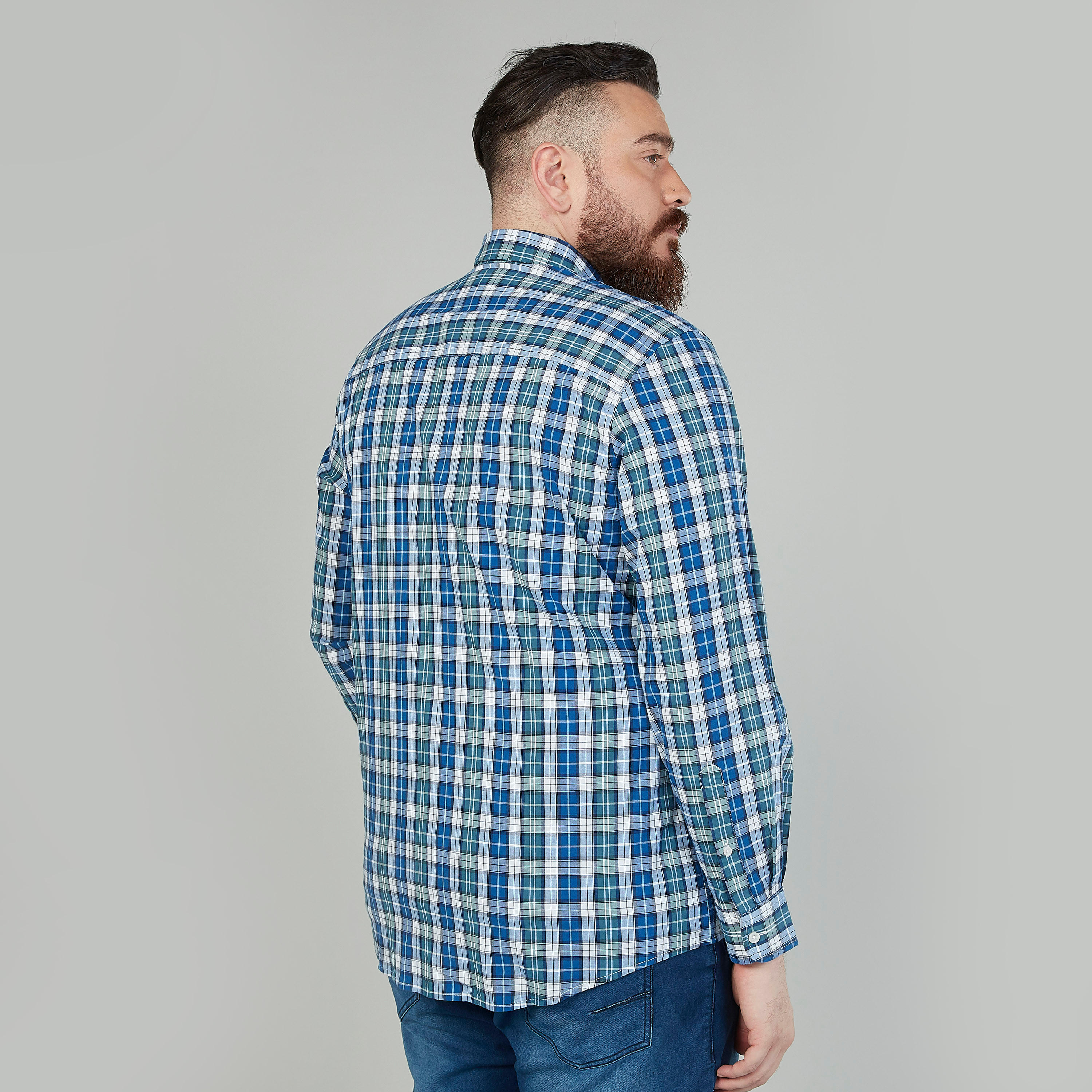 قميص كاروهات بياقة عاديّة وأكمام طويلة-men-clothing-shirts-image-4