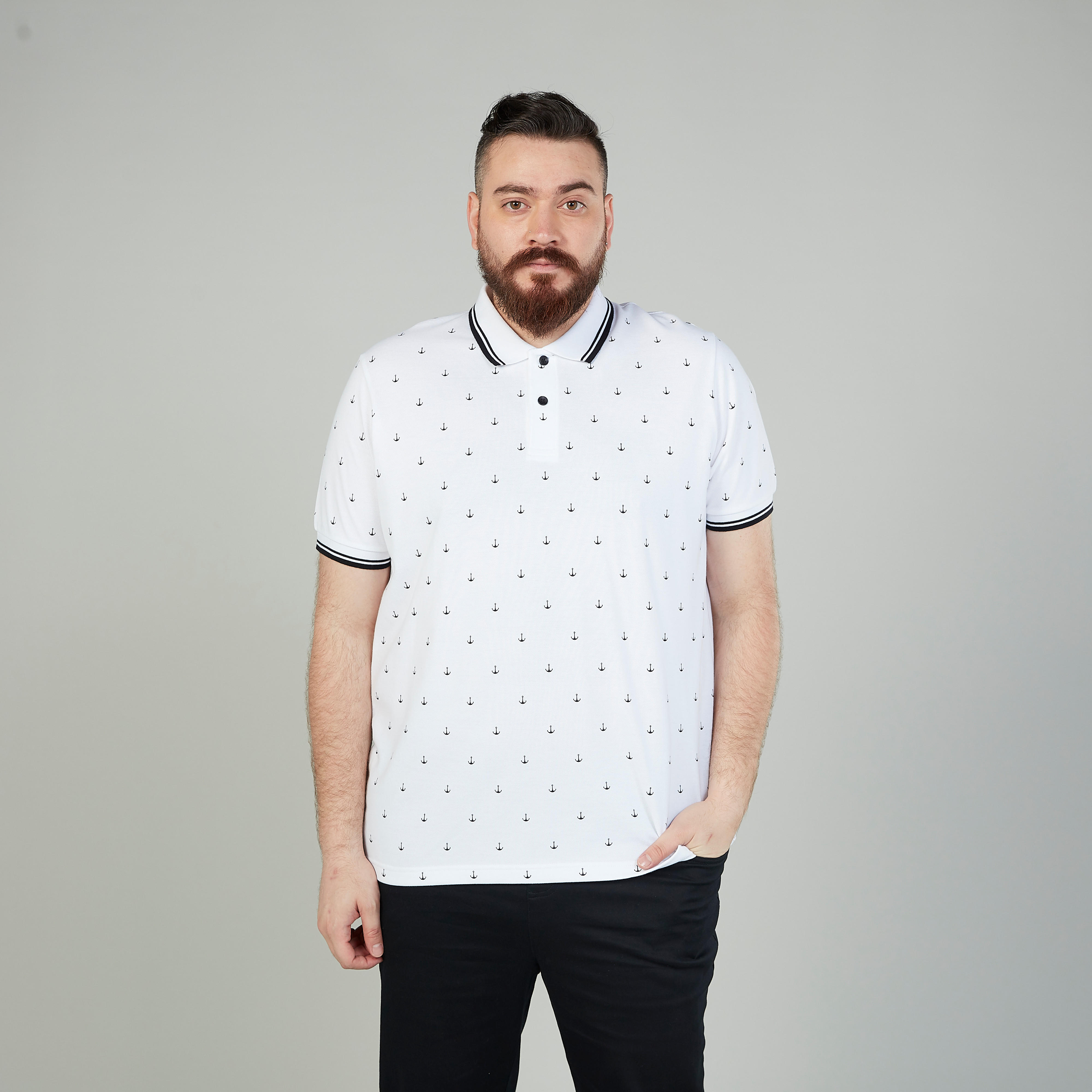 تيشيرت بولو مستدام بأكمام قصيرة و طبعات مرساة-men-clothing-tshirtsandpolos-polos-image-1