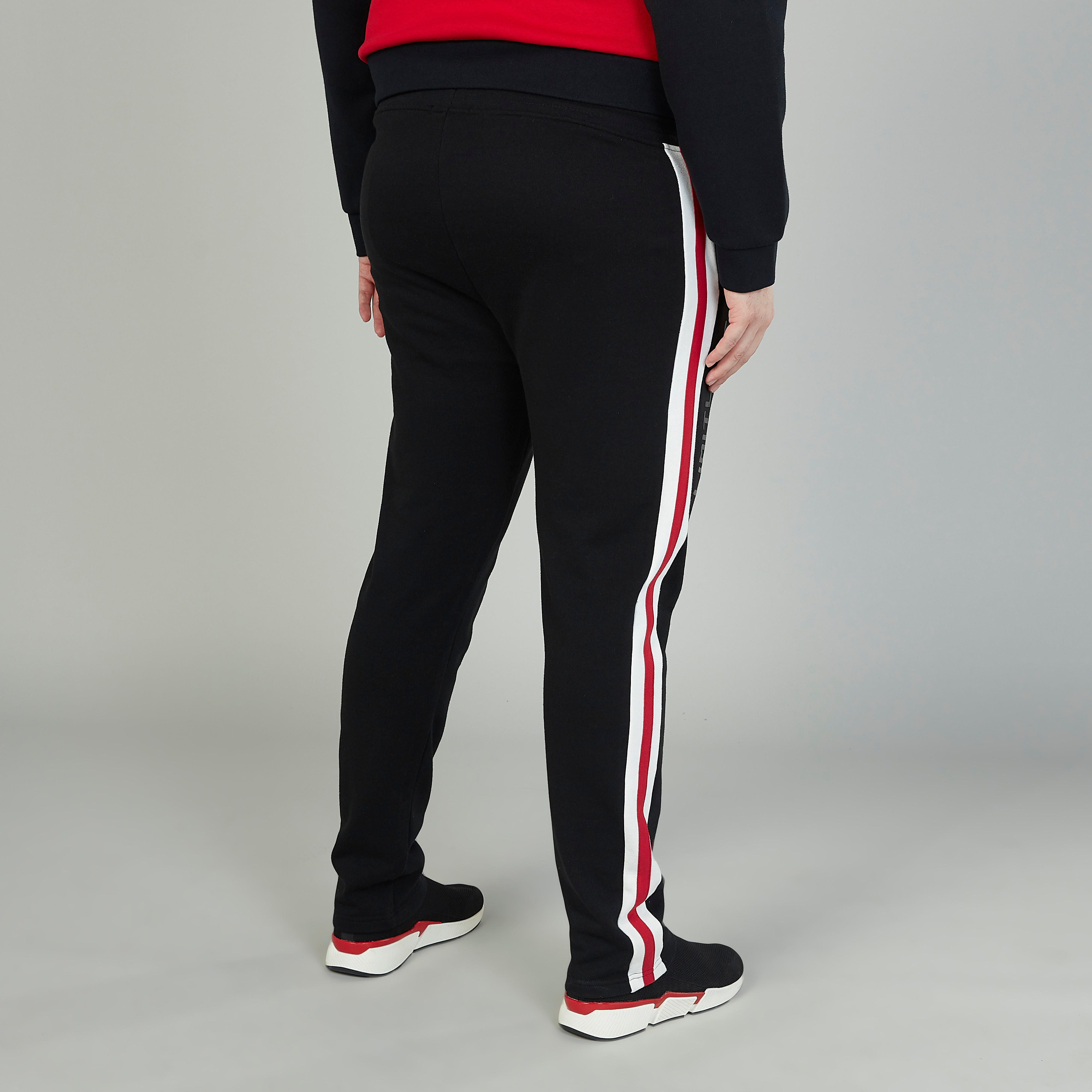 بنطلون رياضي مخطط بخصر مطّاطي متوسط الارتفاع وجيوب-men-clothing-bottoms-joggers-image-4