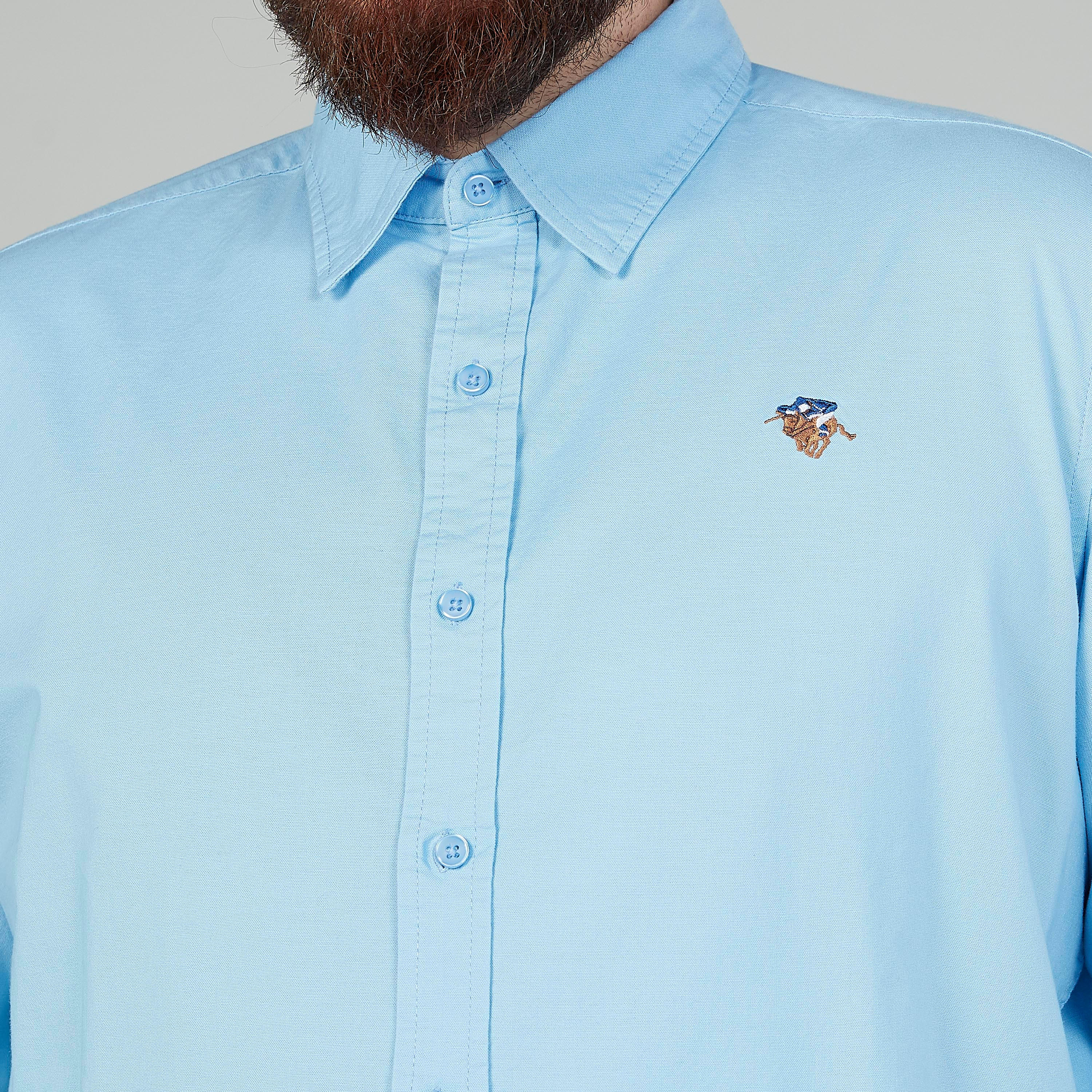 Plain Shirt with Long Sleeves and Spread Collar-men-clothing-shirts-image-3