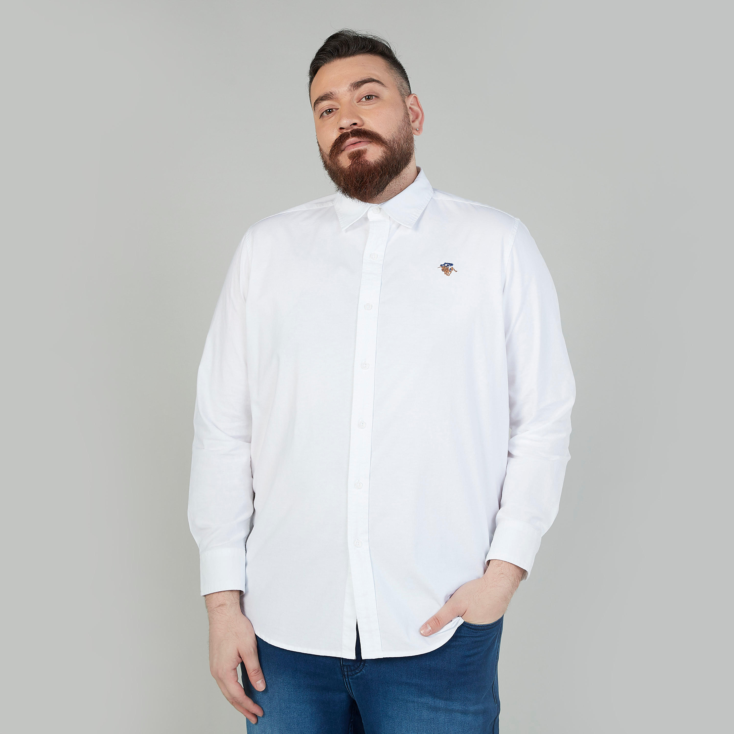 قميص سادة بياقة عاديّة وأكمام طويلة-men-clothing-shirts-image-4
