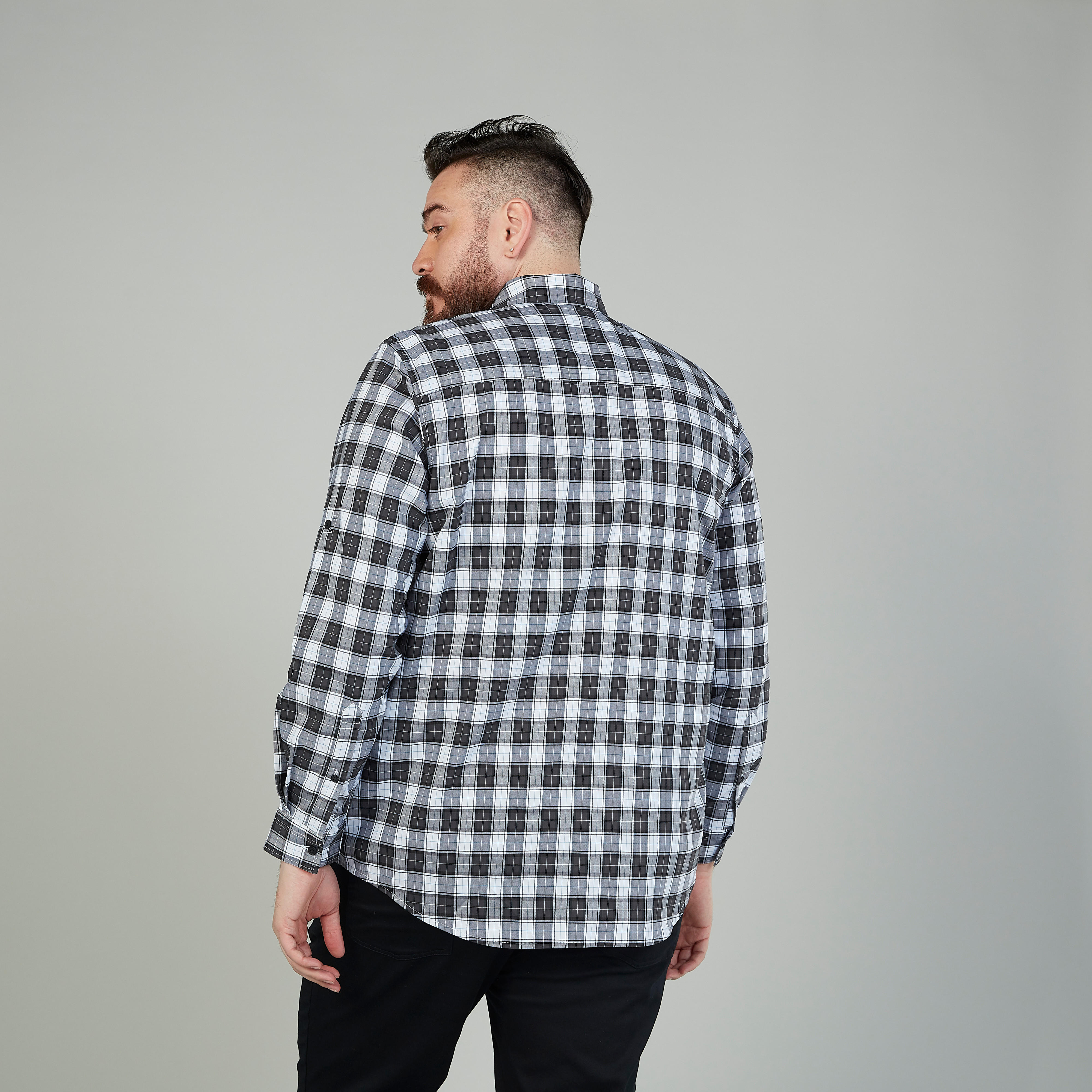 Chequered Shirt with Spread Collar and Long Sleeves-men-clothing-shirts-image-4