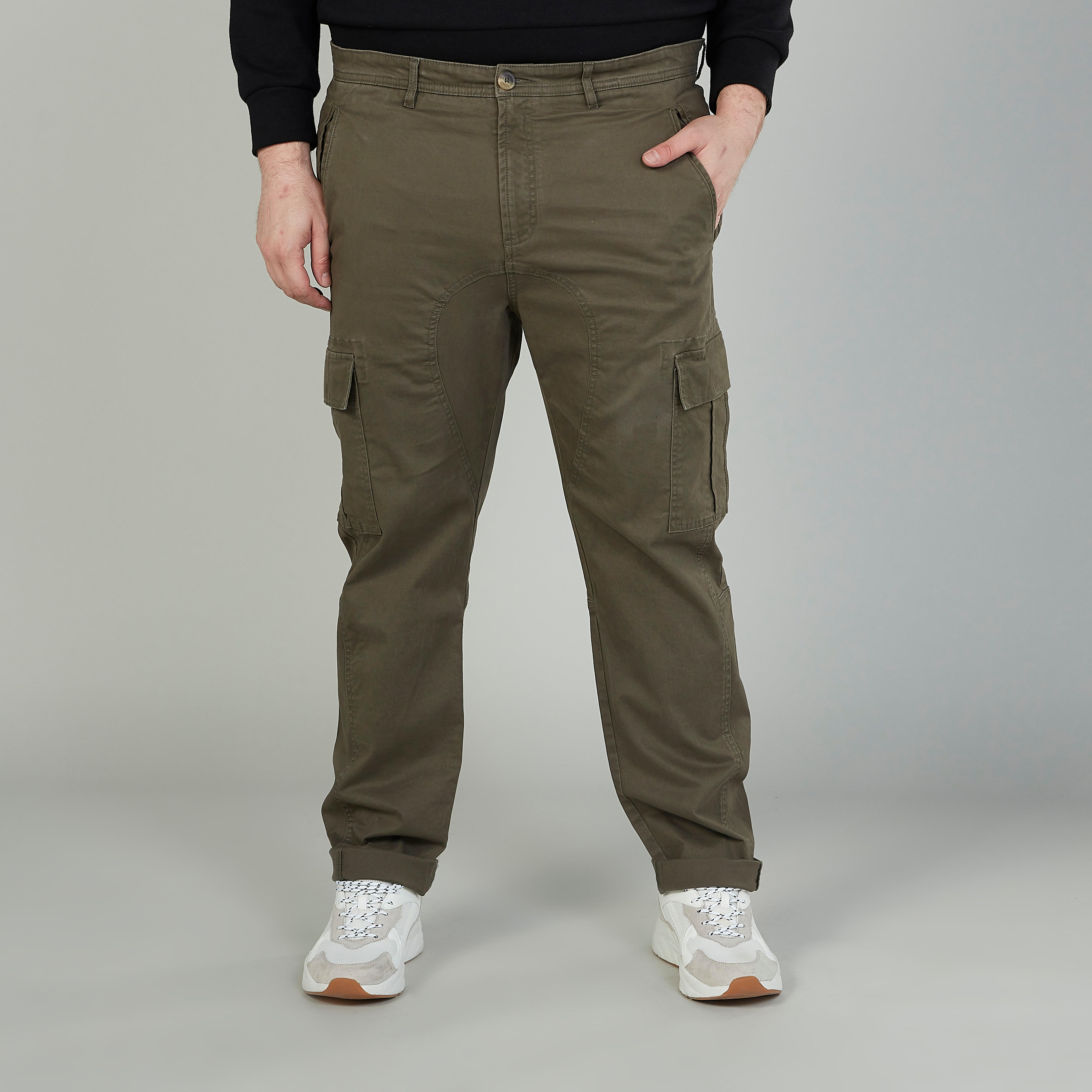 بنطلون كارجو سادة بجيوب وعراوي-men-clothing-bottoms-trousersandchinos-trousers-image-1