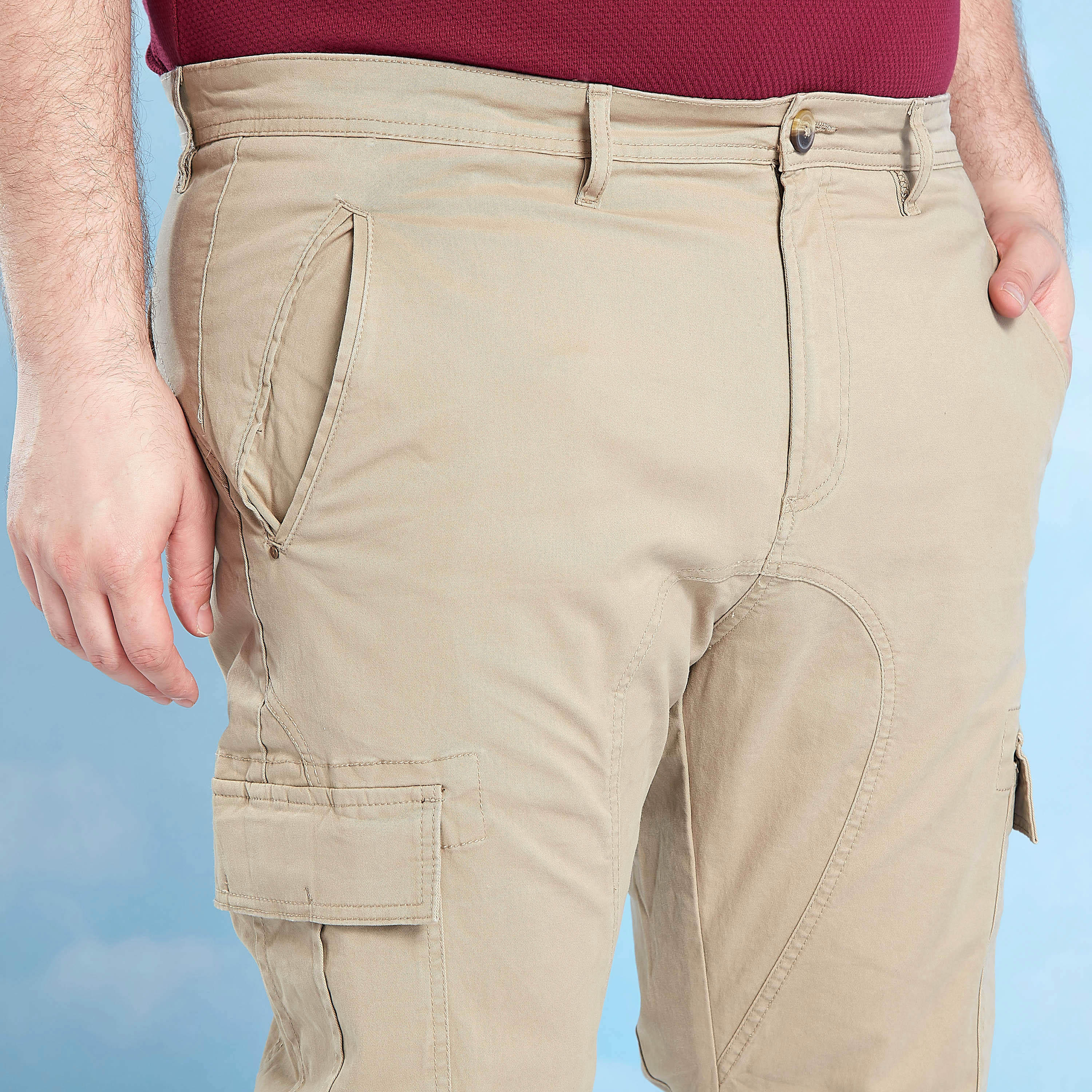 Full Length Solid Cargo Pants with Pocket Detail and Belt Loops-men-clothing-bottoms-trousersandchinos-trousers-image-3