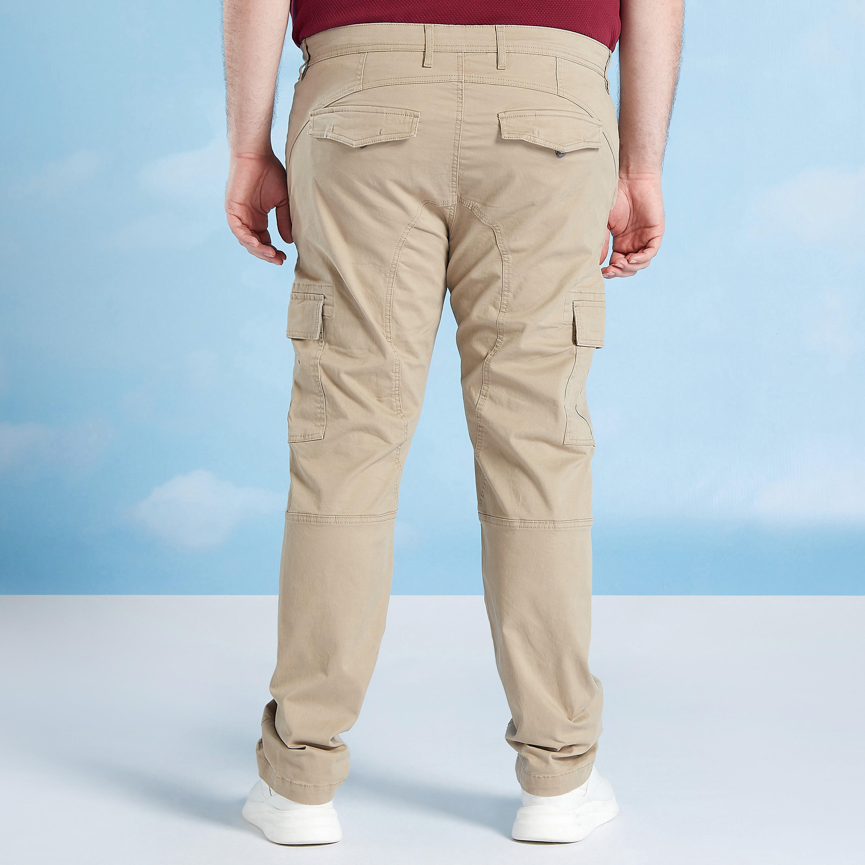 Full Length Solid Cargo Pants with Pocket Detail and Belt Loops-men-clothing-bottoms-trousersandchinos-trousers-image-4