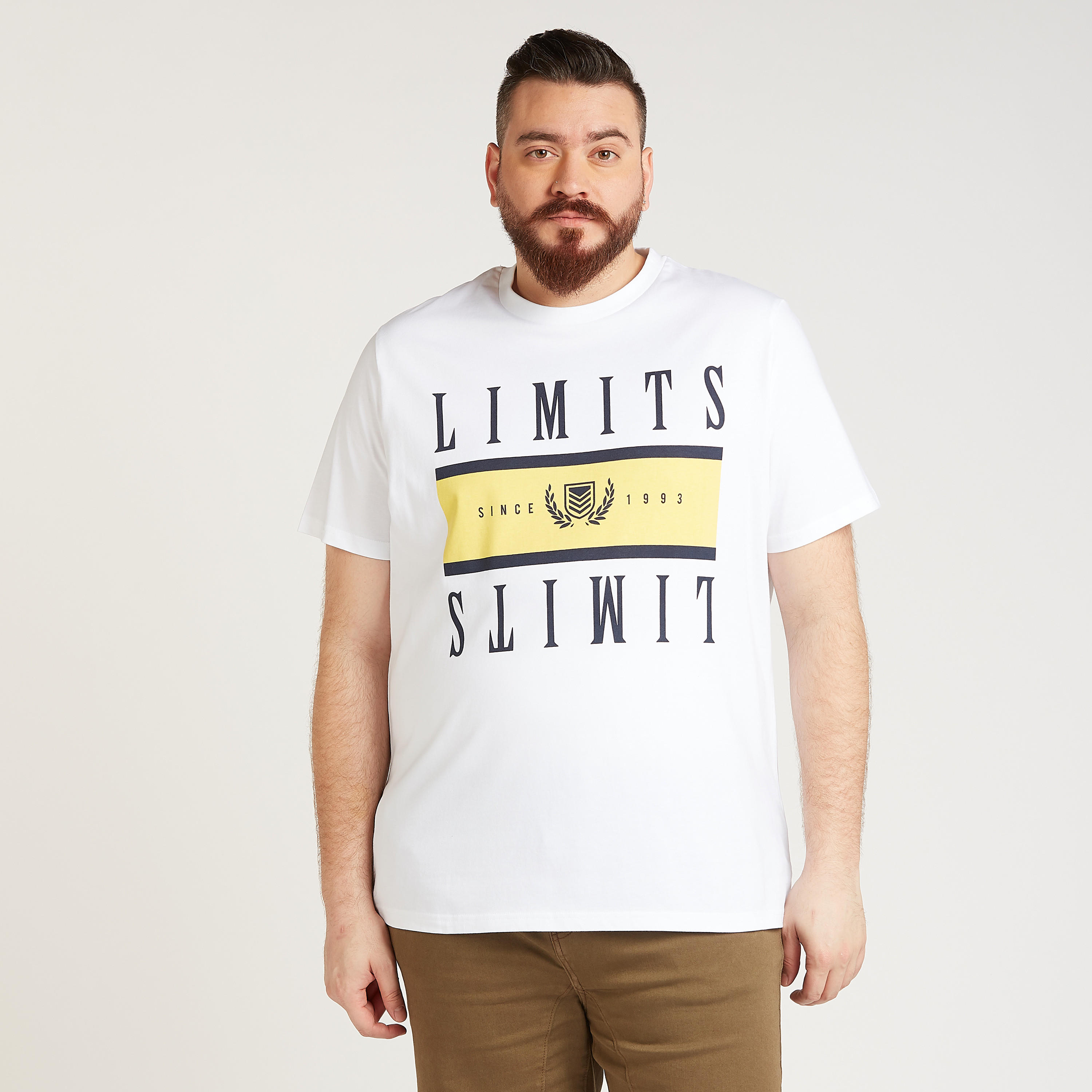 Typographic Print T-shirt with Crew Neck and Short Sleeves-men-clothing-tshirtsandpolos-tshirts-image-1