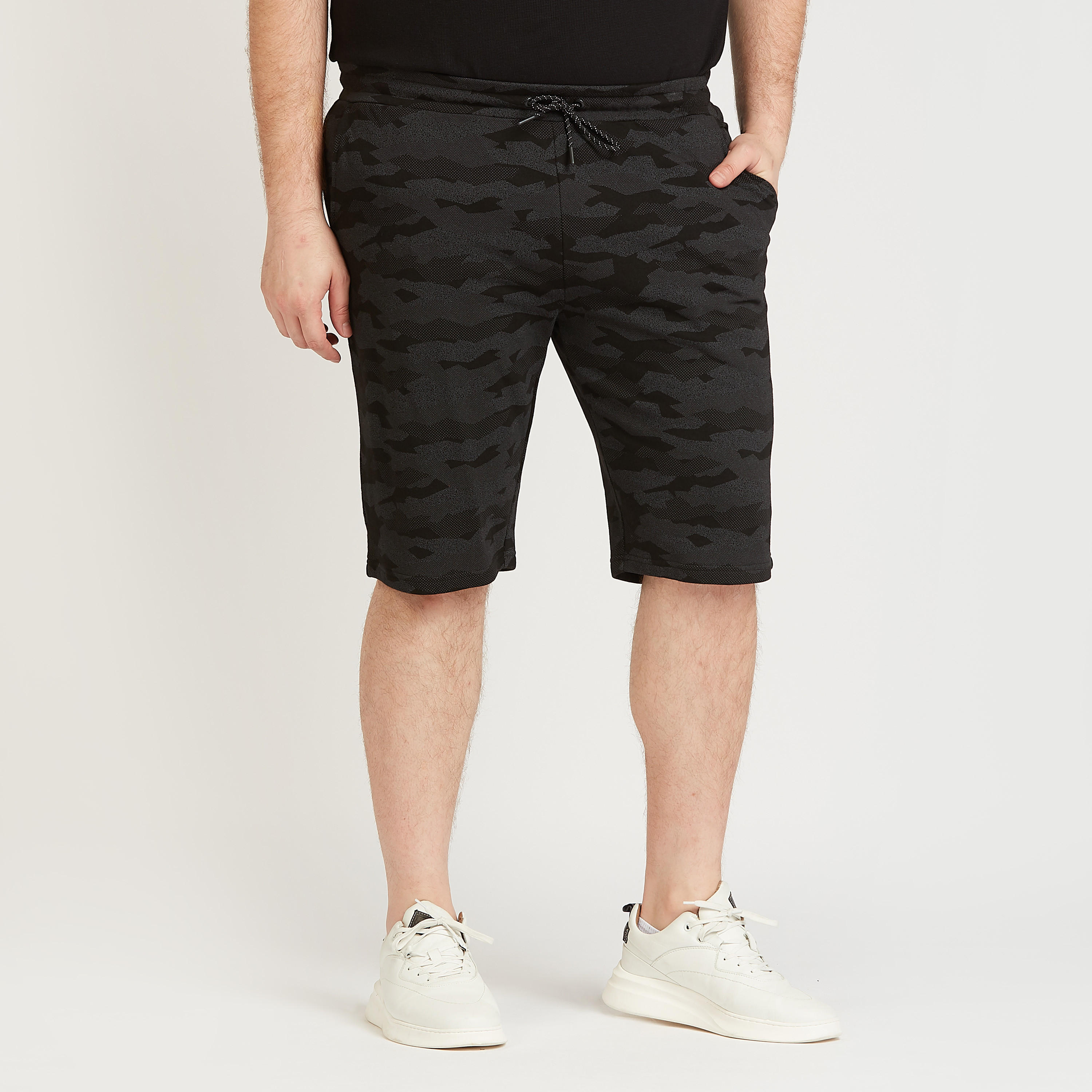 Printed Mid-Rise Shorts with Pocket Detail and Drawstring-men-clothing-bottoms-shorts-image-1