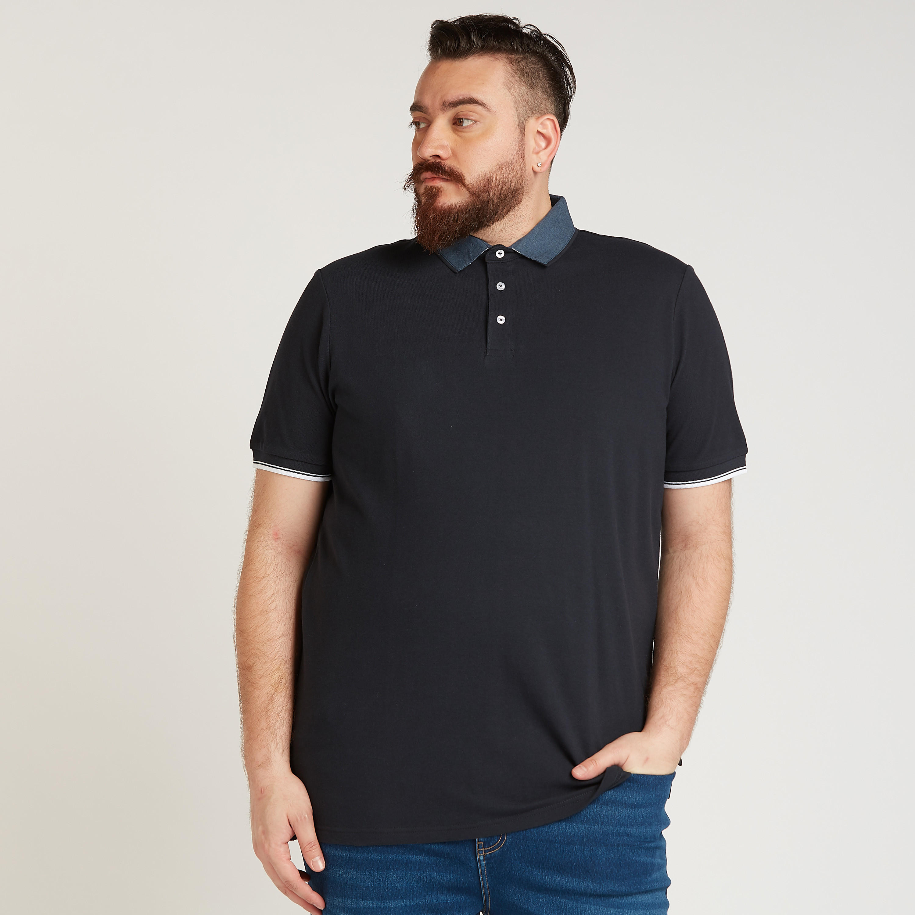 Solid Polo T-shirt with Short Sleeves-men-clothing-tshirtsandpolos-polos-image-5