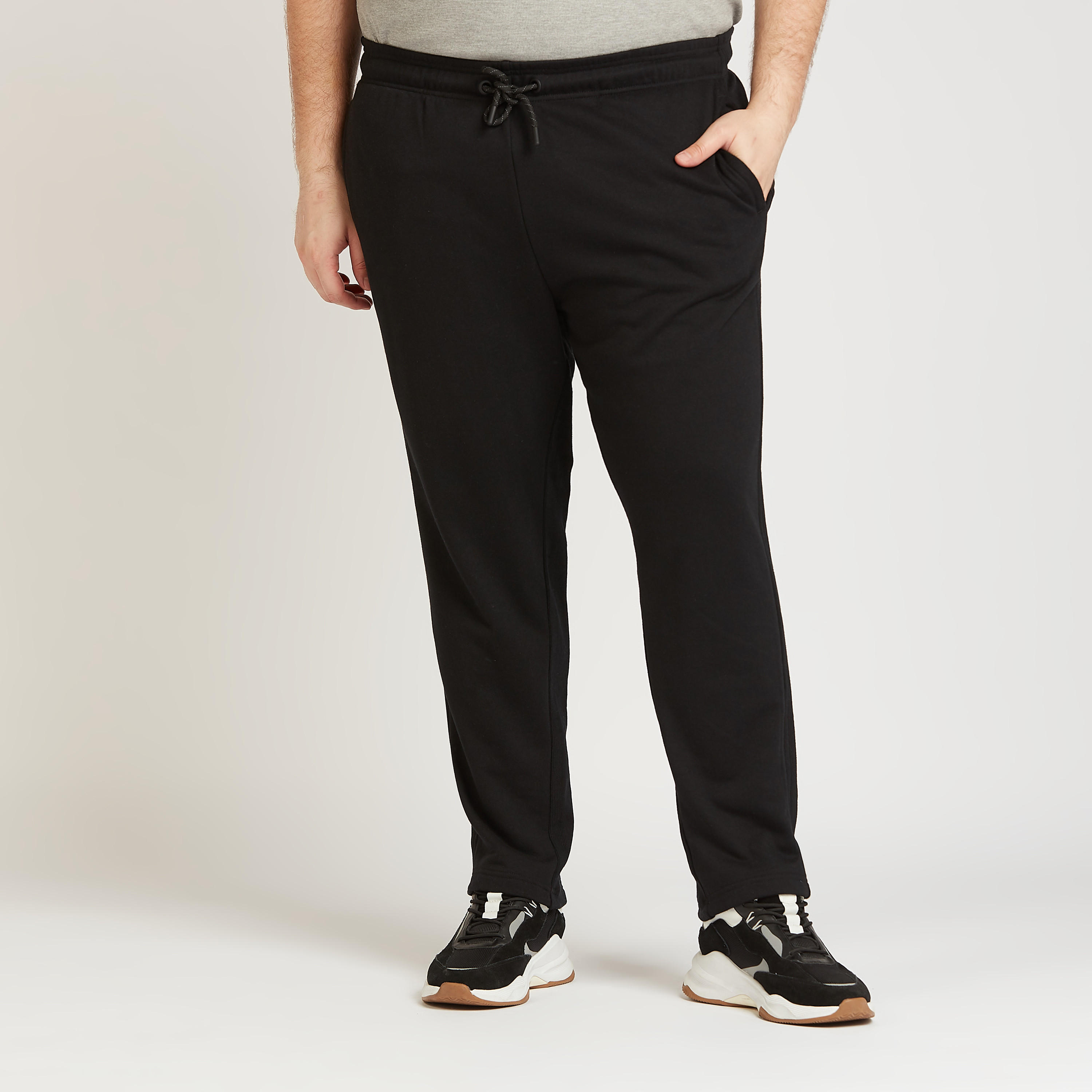 Full Length Solid Mid-Rise Pants with Pocket Detail and Drawstring-men-clothing-bottoms-joggers-image-1