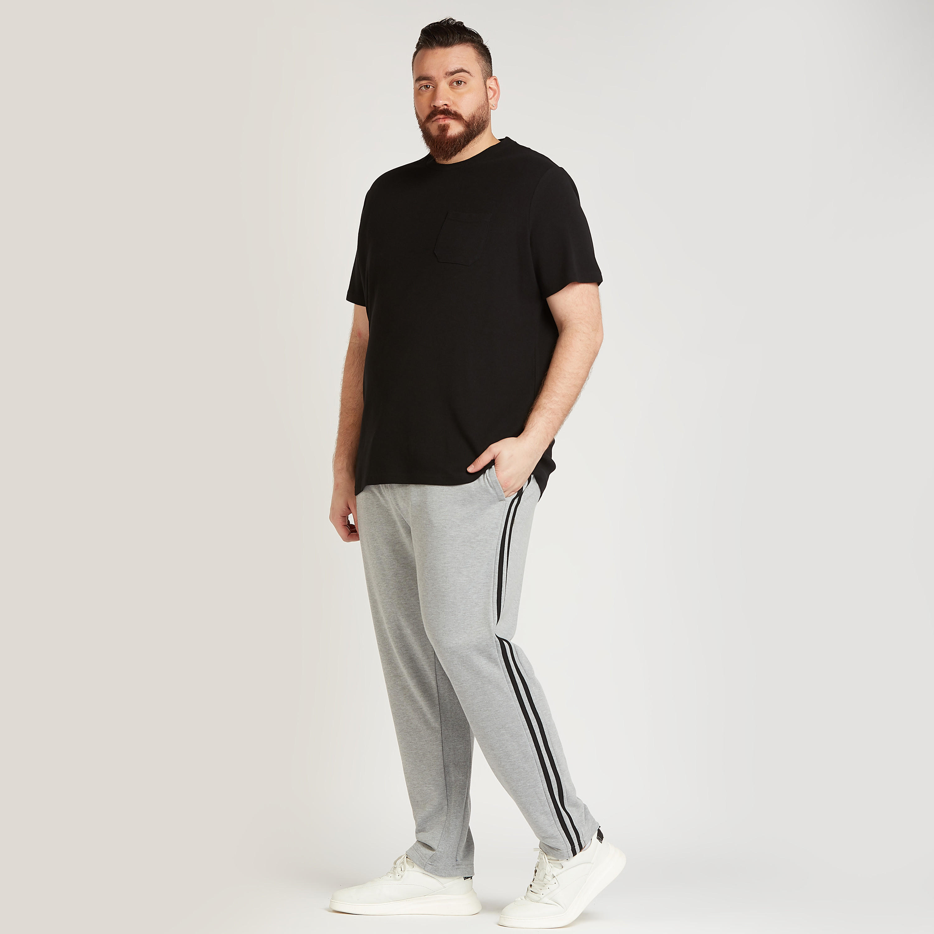 Full Length Solid Pants with Stripe and Pocket Detail-men-clothing-bottoms-joggers-image-2