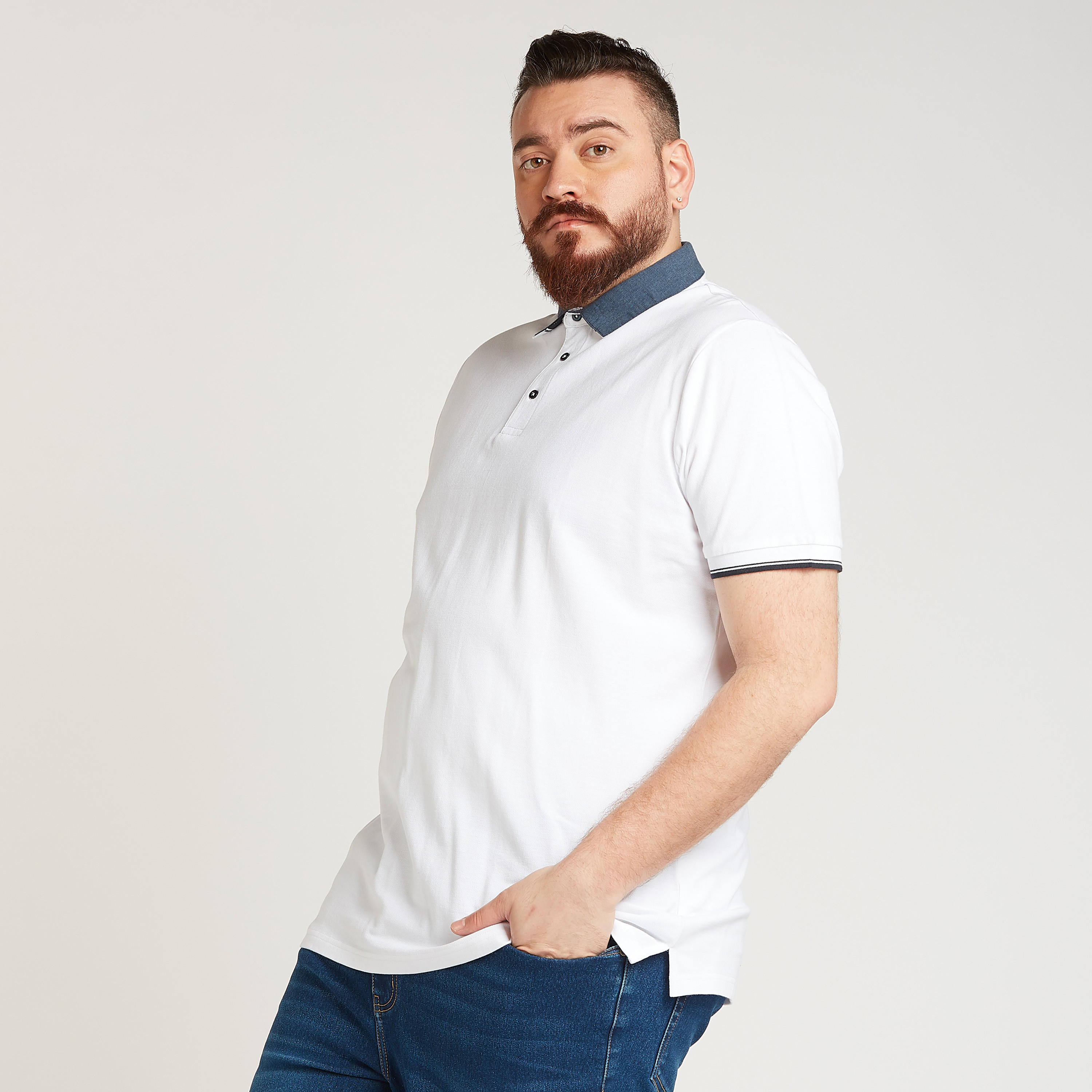 تيشيرت بولو سادة بأكمام قصيرة-men-clothing-tshirtsandpolos-polos-image-4