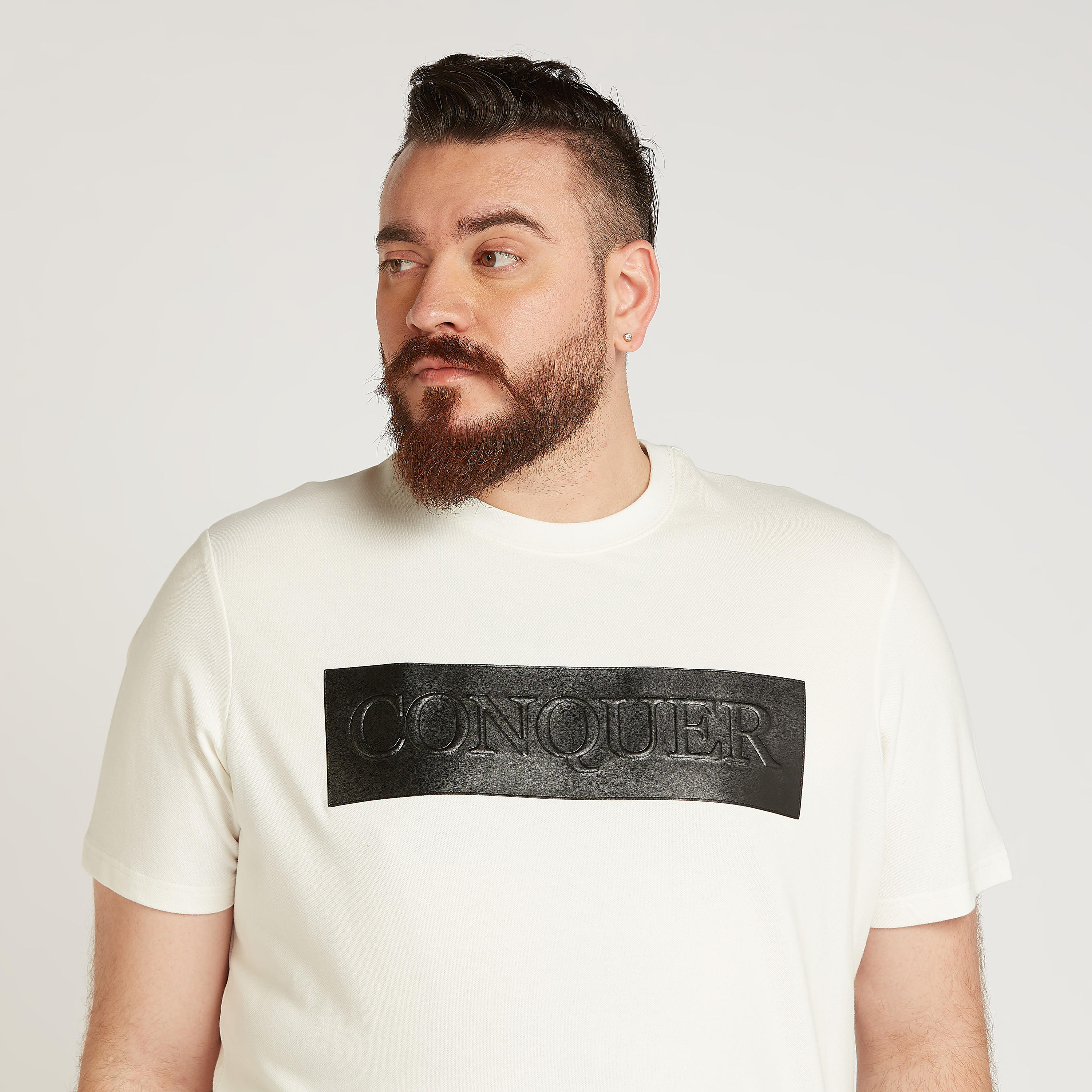 Embossed T-shirt with Crew Neck and Short Sleeves-men-clothing-tshirtsandpolos-tshirts-image-3