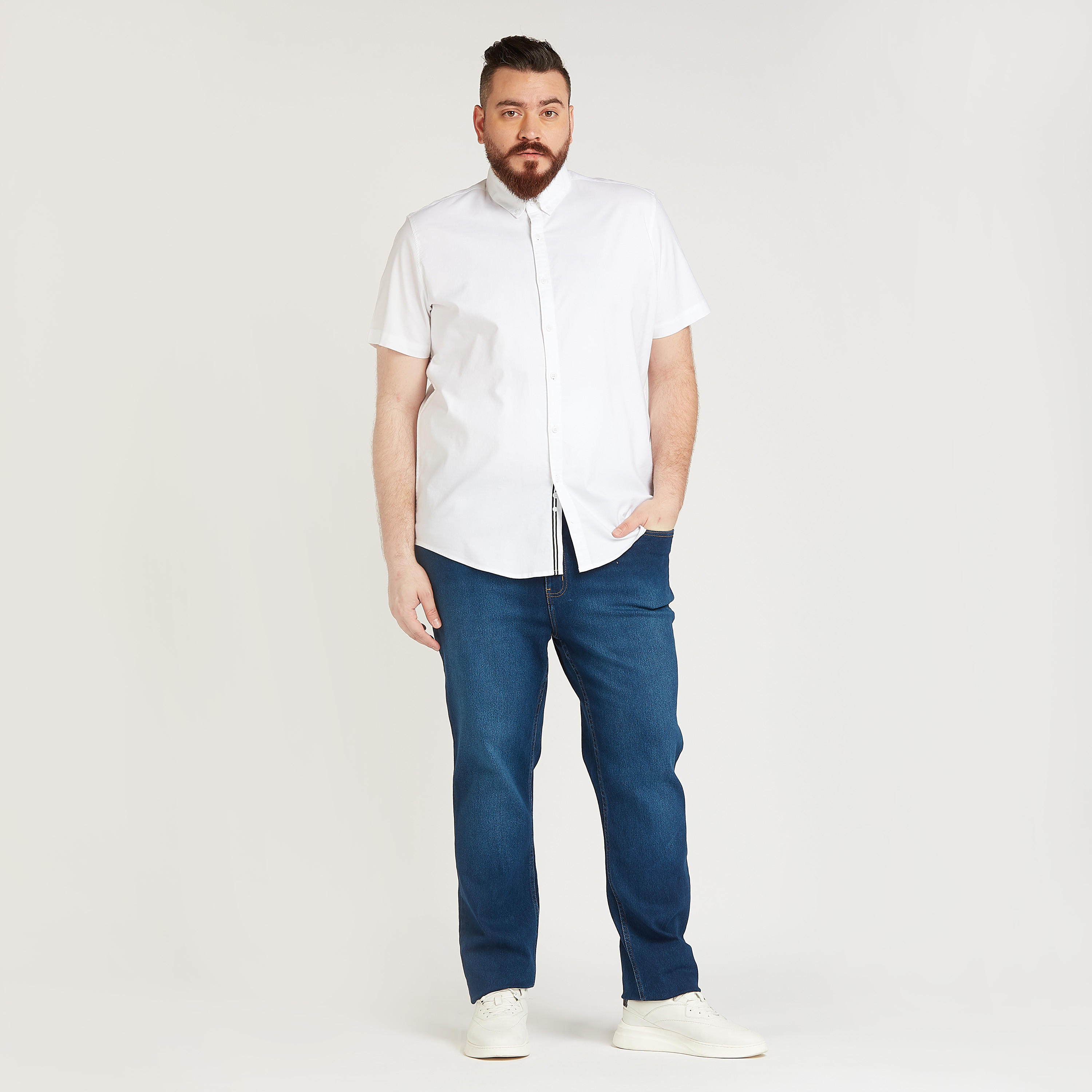 قميص سادة بأكمام قصيرة وياقة عادية-men-clothing-shirts-image-2
