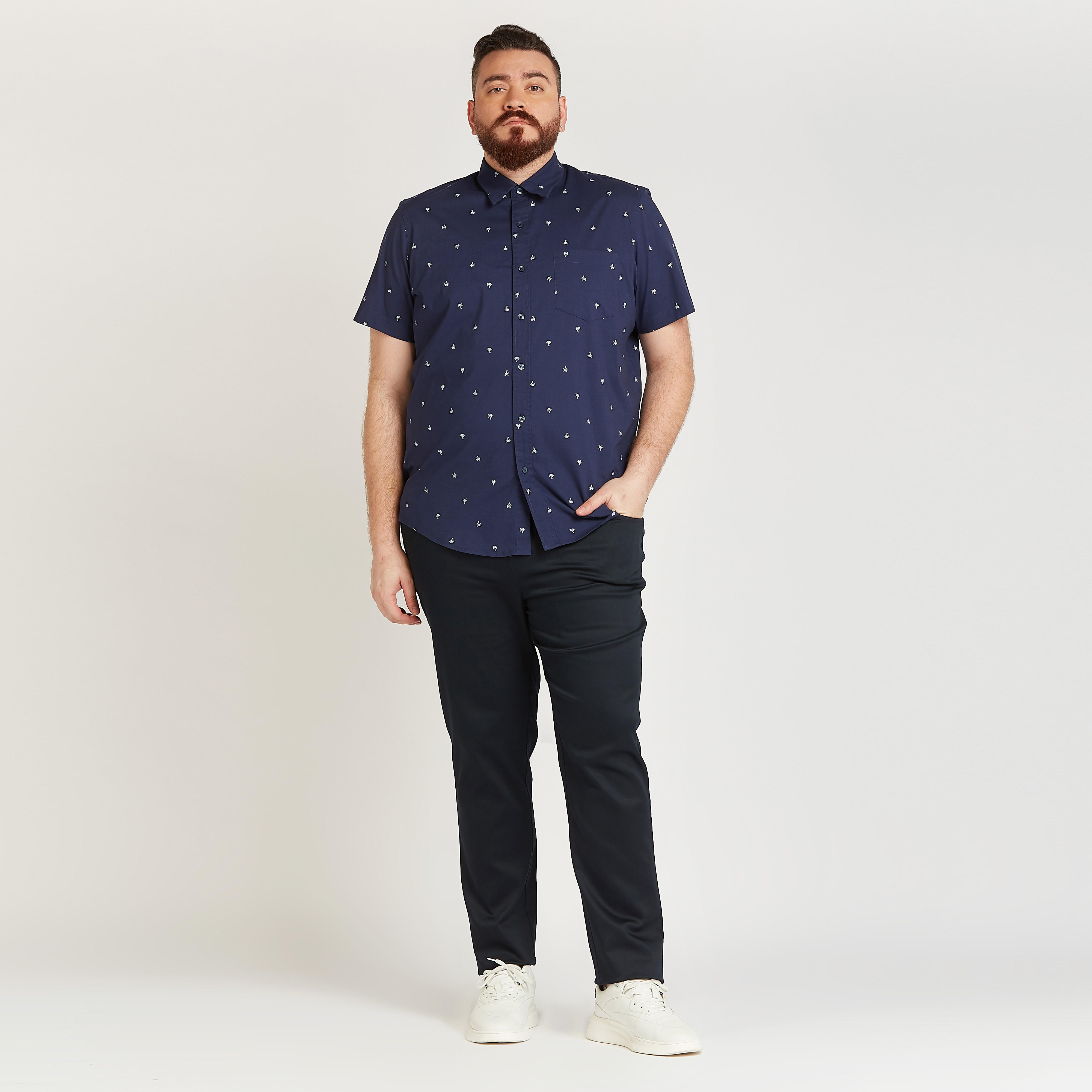 Printed Shirt with Short Sleeves and Chest Pocket-men-clothing-shirts-image-2