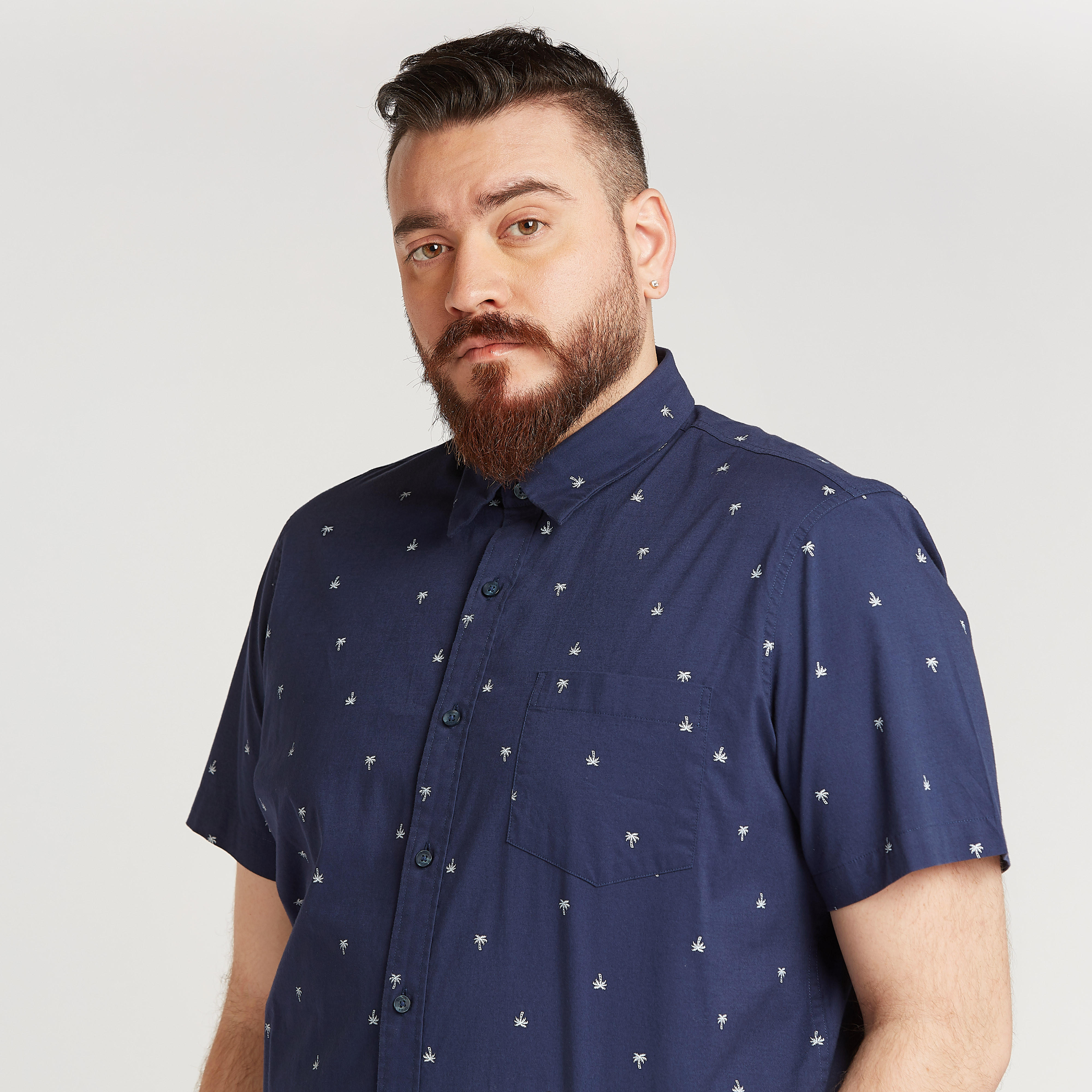 Printed Shirt with Short Sleeves and Chest Pocket-men-clothing-shirts-image-3