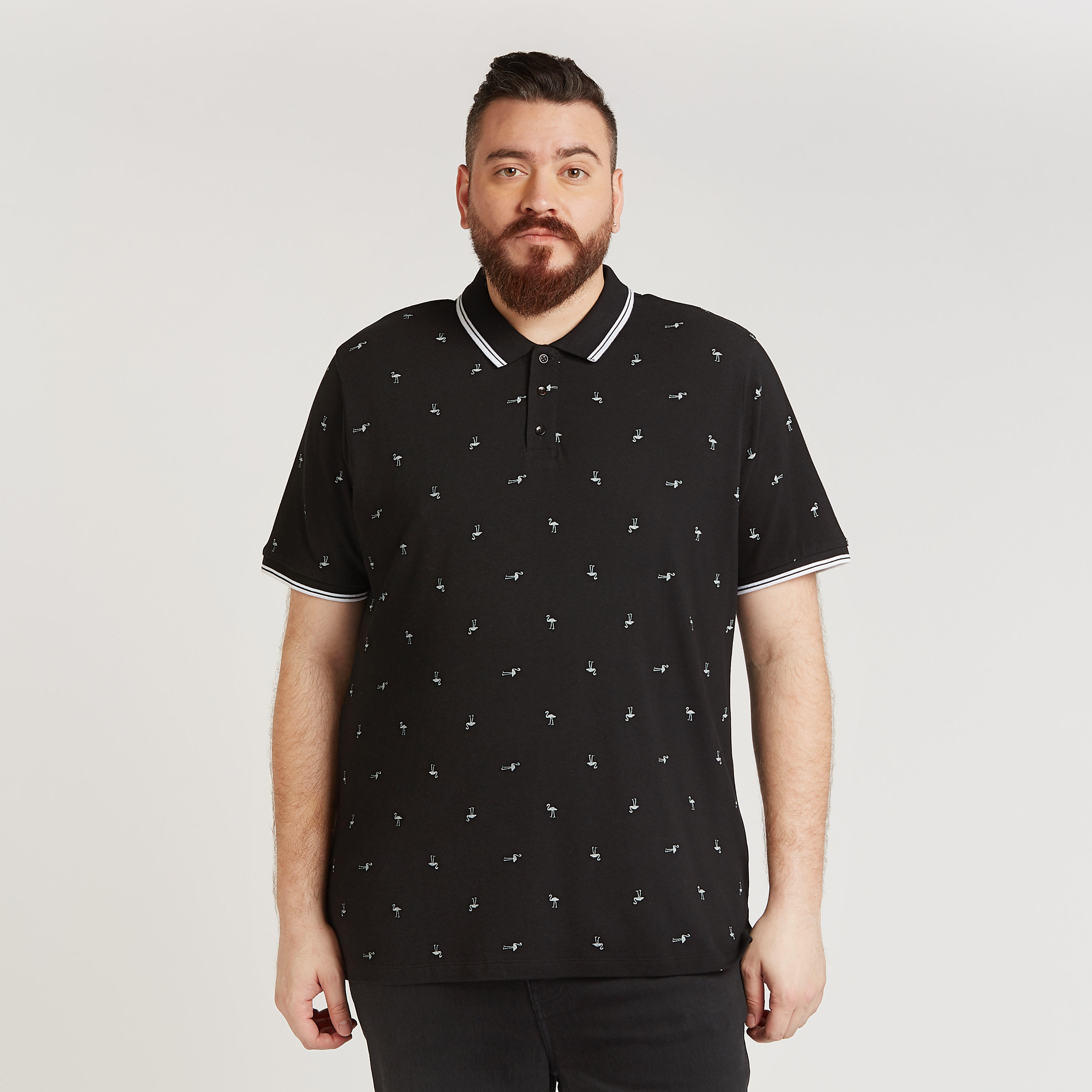 تيشيرت مستدام بولو بأكمام قصيرة و طبعات فلامينغو-men-clothing-tshirtsandpolos-polos-image-1