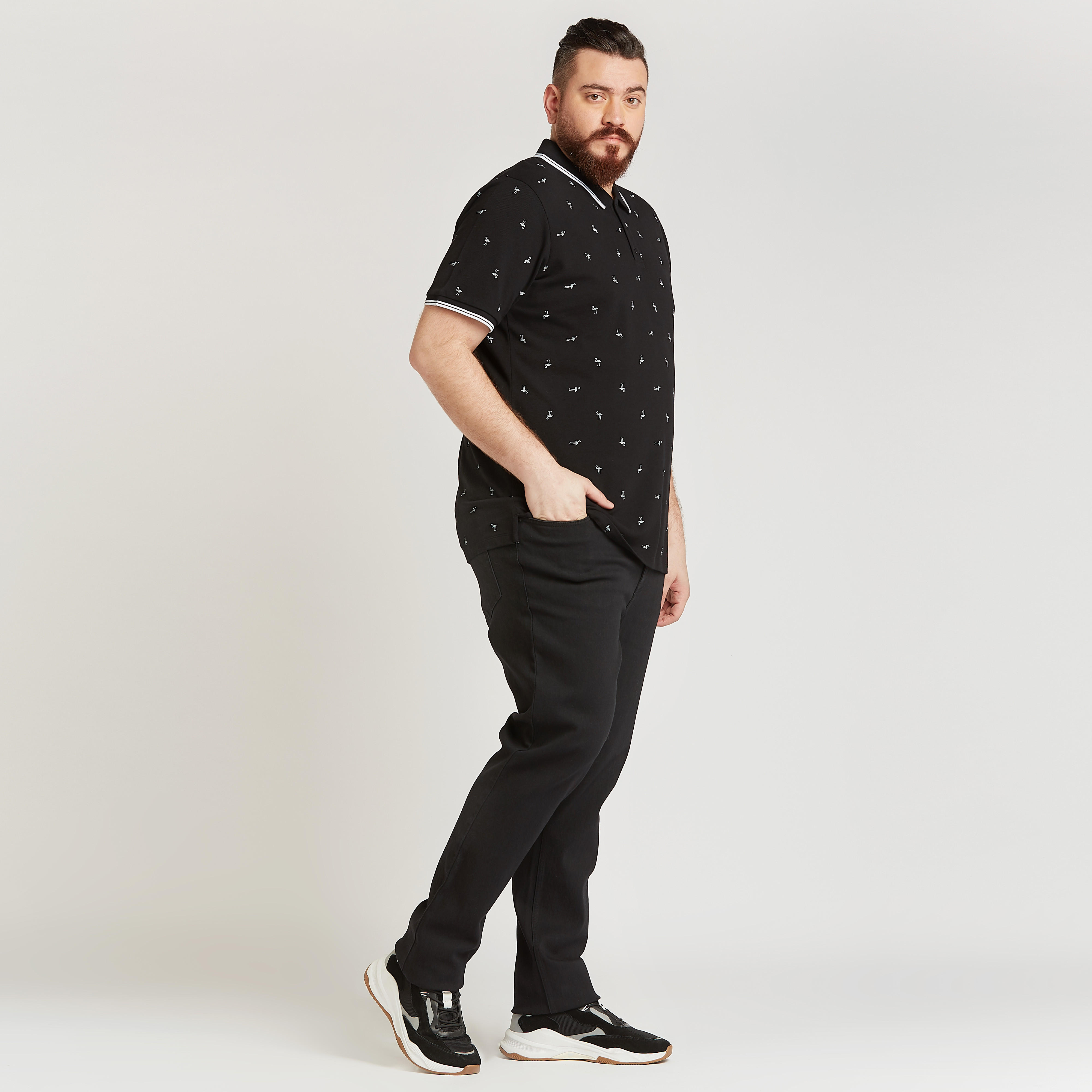 تيشيرت مستدام بولو بأكمام قصيرة و طبعات فلامينغو-men-clothing-tshirtsandpolos-polos-image-2