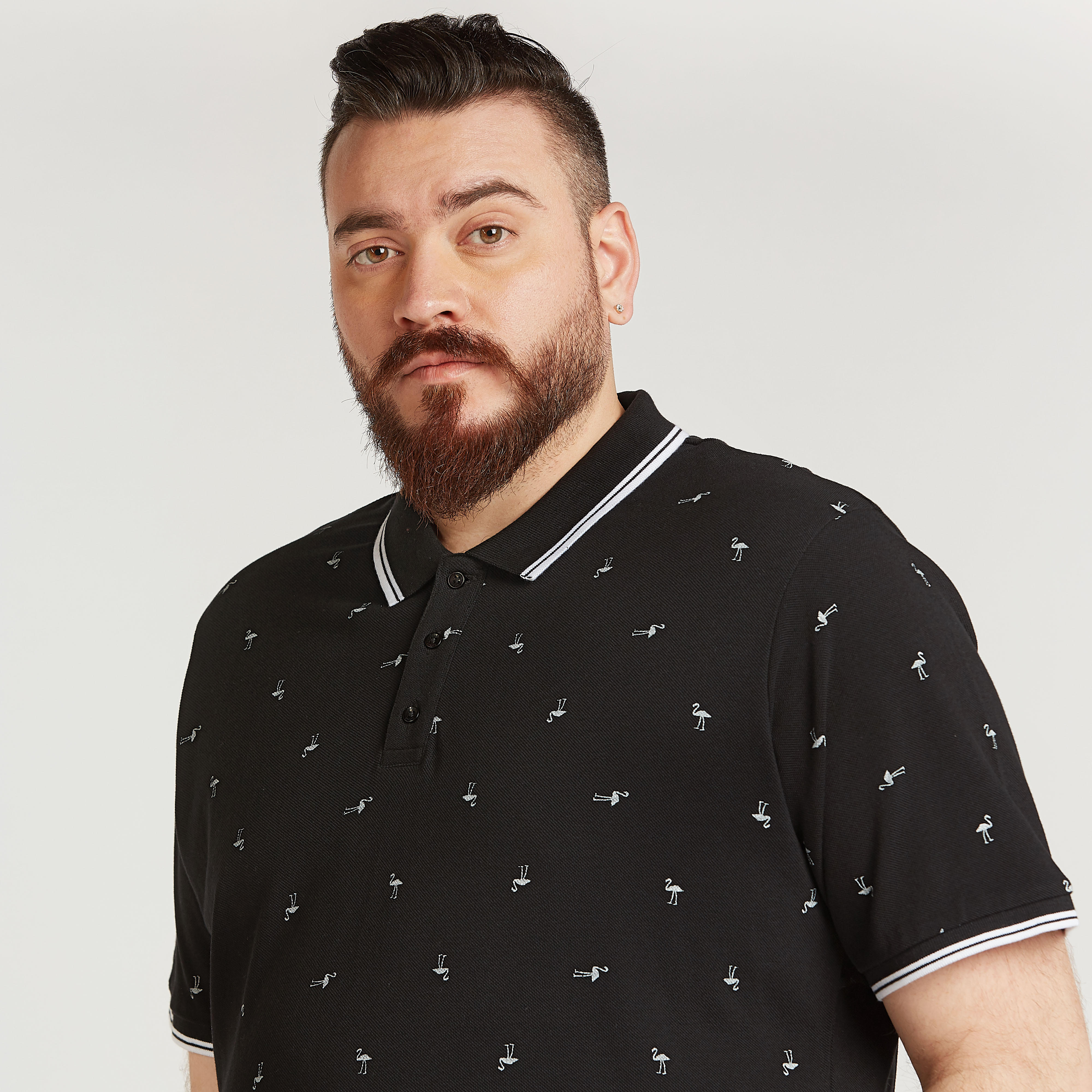 تيشيرت مستدام بولو بأكمام قصيرة و طبعات فلامينغو-men-clothing-tshirtsandpolos-polos-image-3