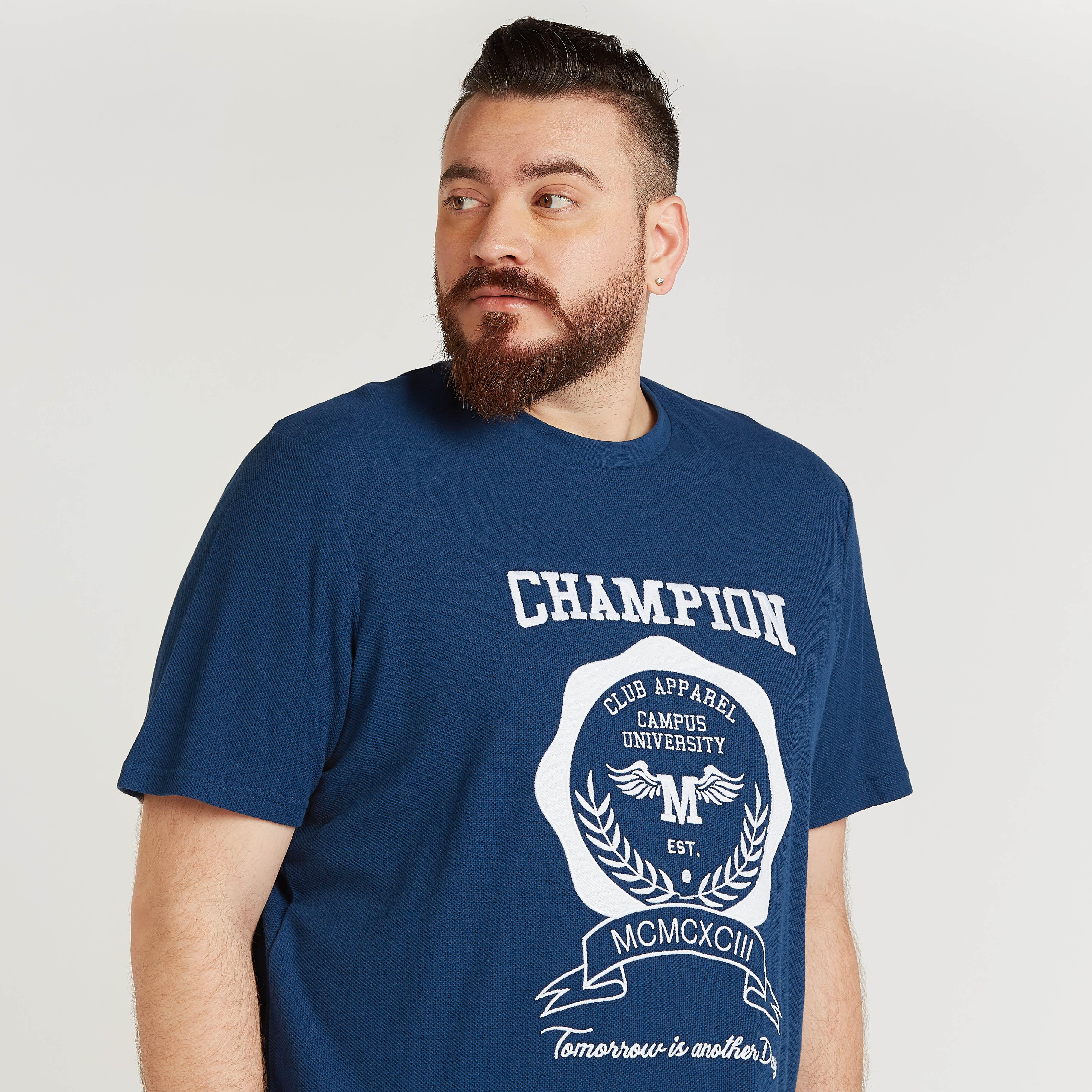Typographic Print T-shirt with Crew Neck and Short Sleeves-men-clothing-tshirtsandpolos-tshirts-image-3