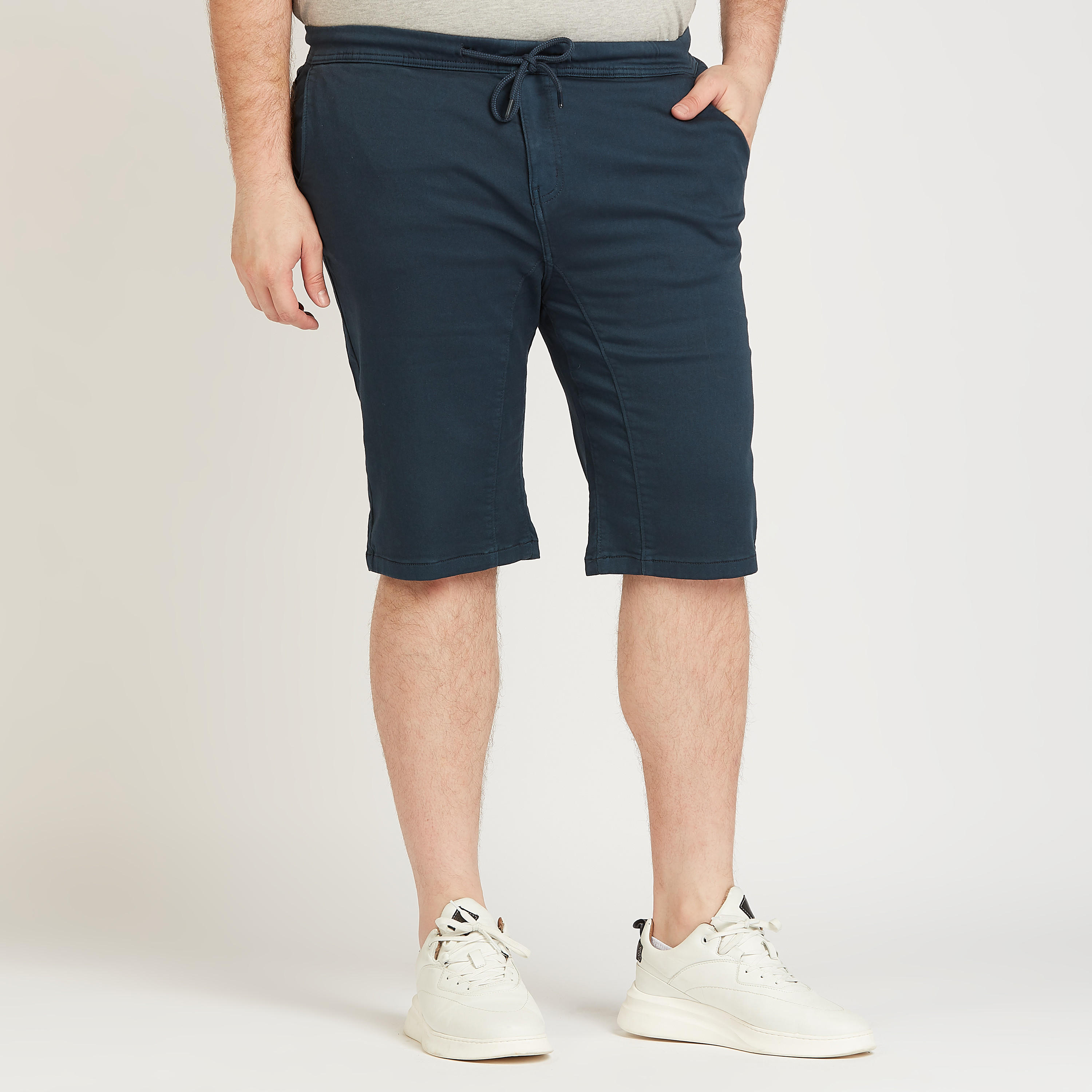 Solid Mid-Rise Shorts with Pocket Detail and Drawstring-men-clothing-bottoms-shorts-image-1