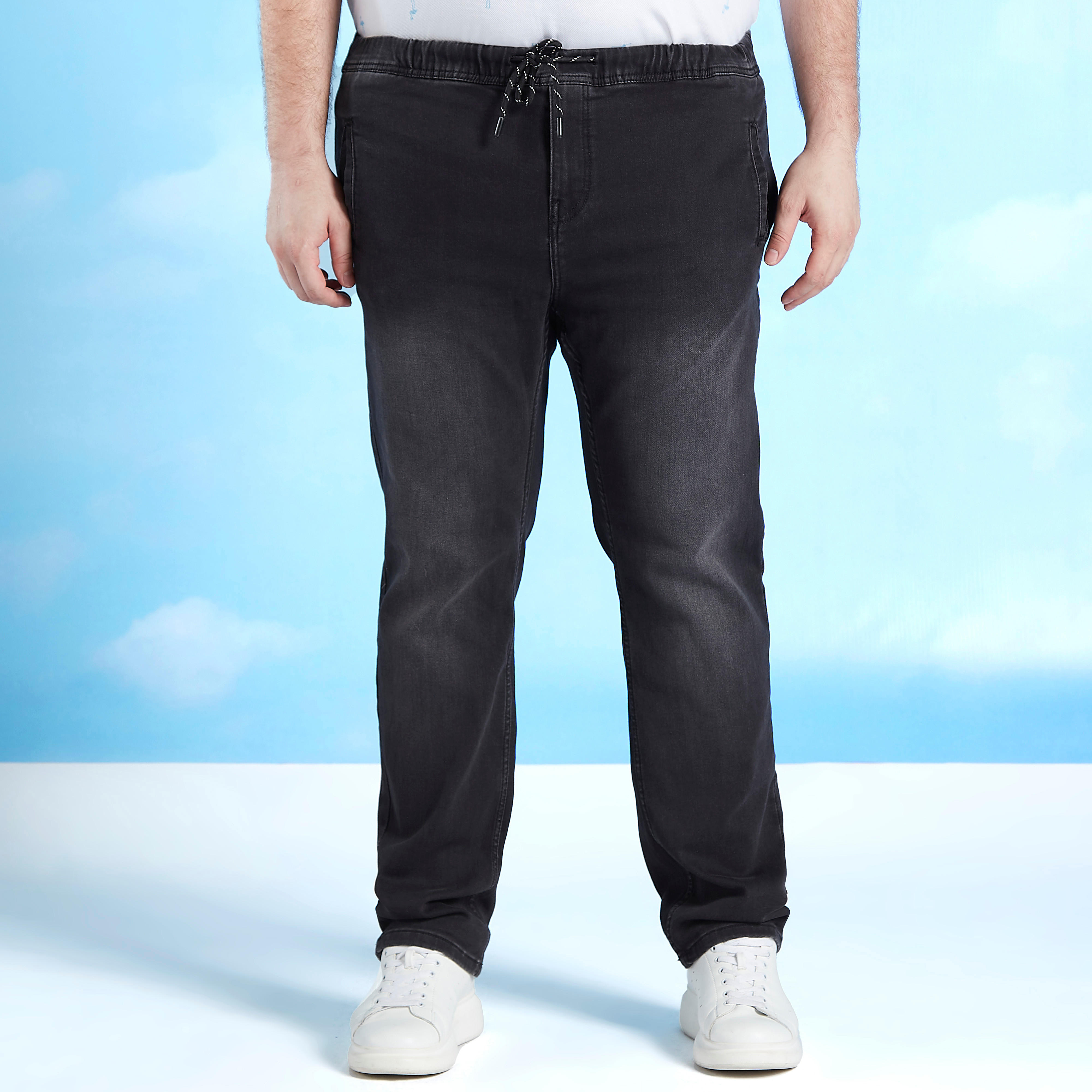 بنطلون جينز دنيم طويل بتفاصيل جيوب ورباط-men-clothing-bottoms-joggers-image-1