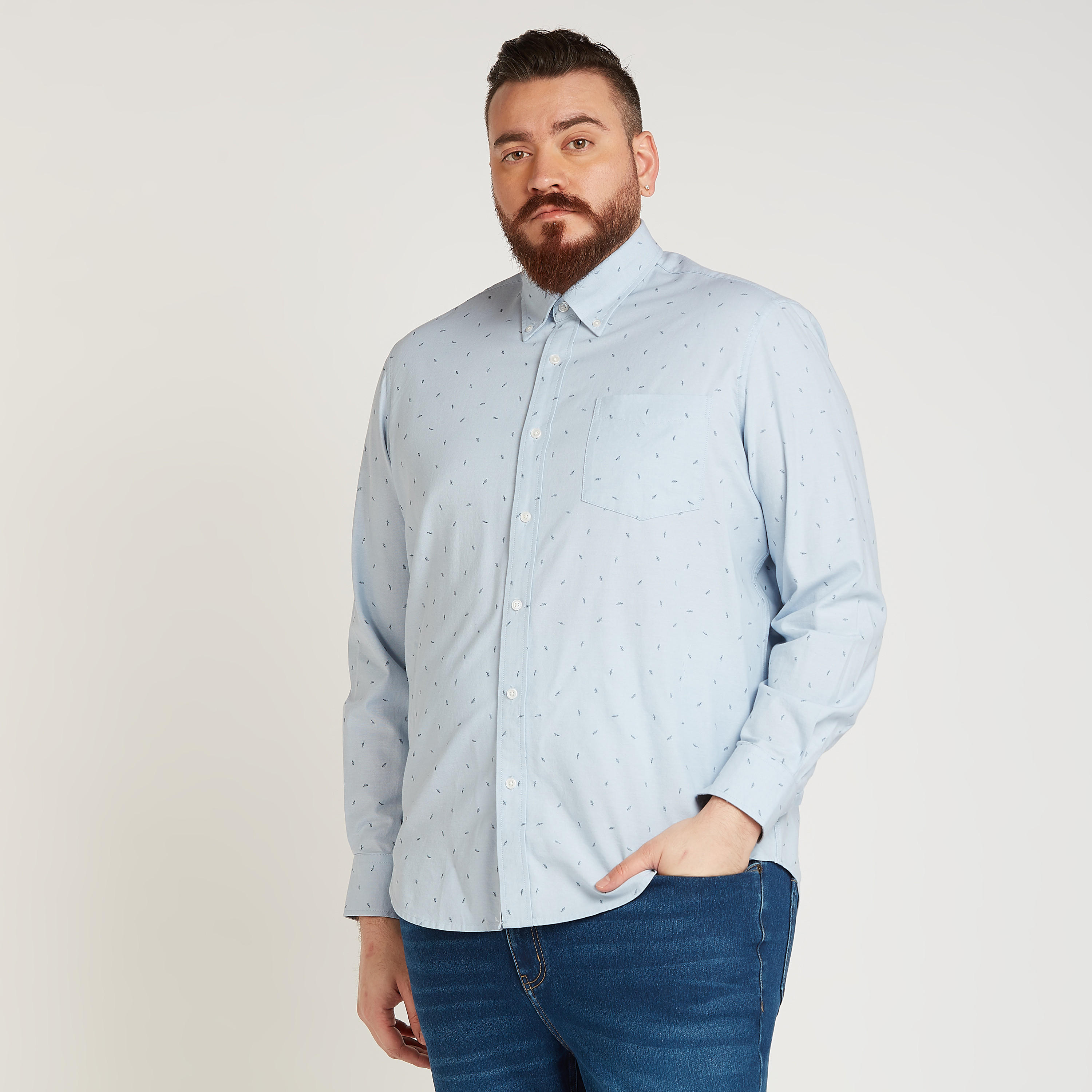 قميص بأكمام طويلة وجيب على الصدر وطبعات-men-clothing-shirts-image-1