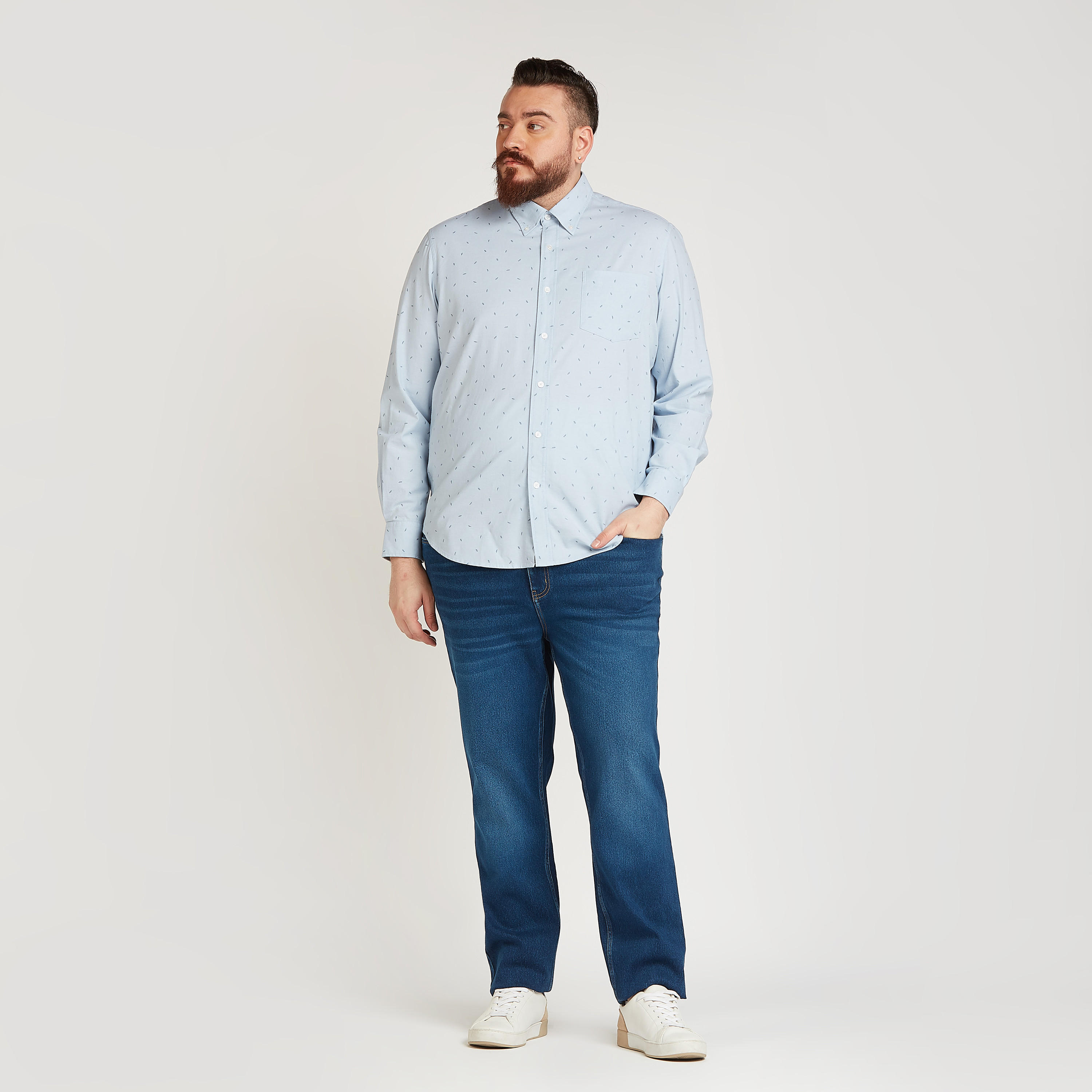 قميص بأكمام طويلة وجيب على الصدر وطبعات-men-clothing-shirts-image-2