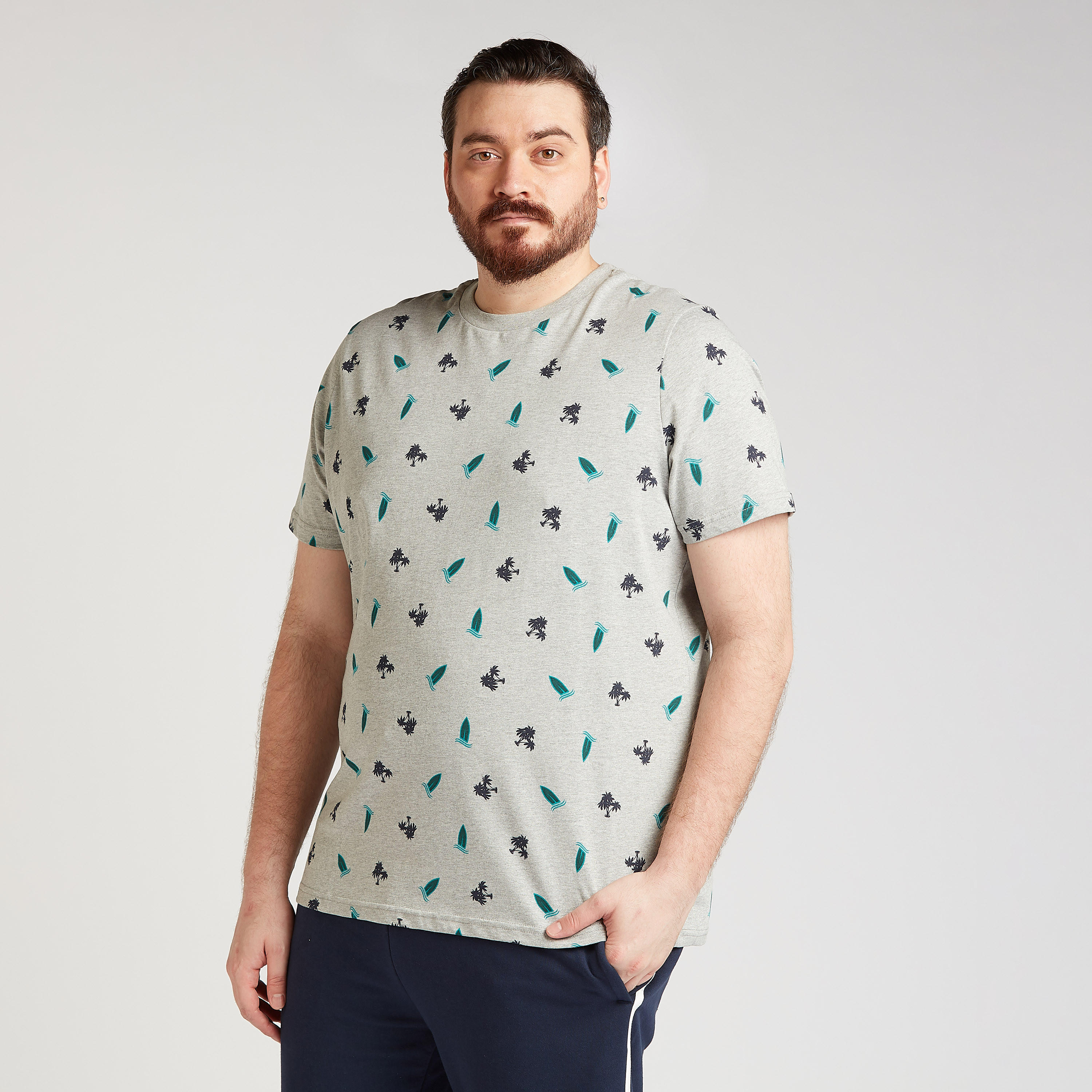 Printed T-shirt with Crew Neck and Short Sleeves-men-clothing-tshirtsandpolos-tshirts-image-1