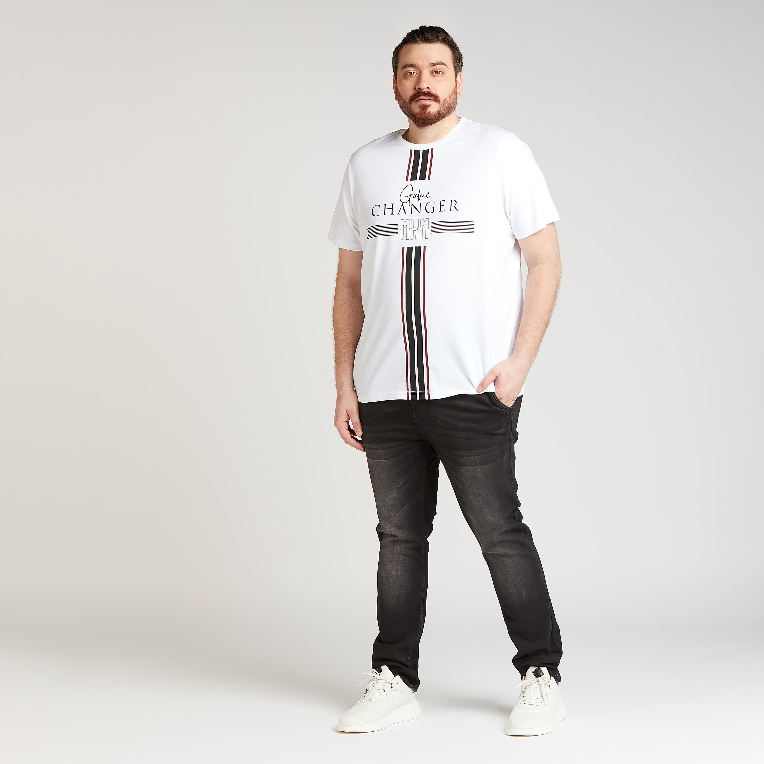 Typographic Print T-shirt with Crew Neck and Short Sleeves-men-clothing-tshirtsandpolos-tshirts-image-2