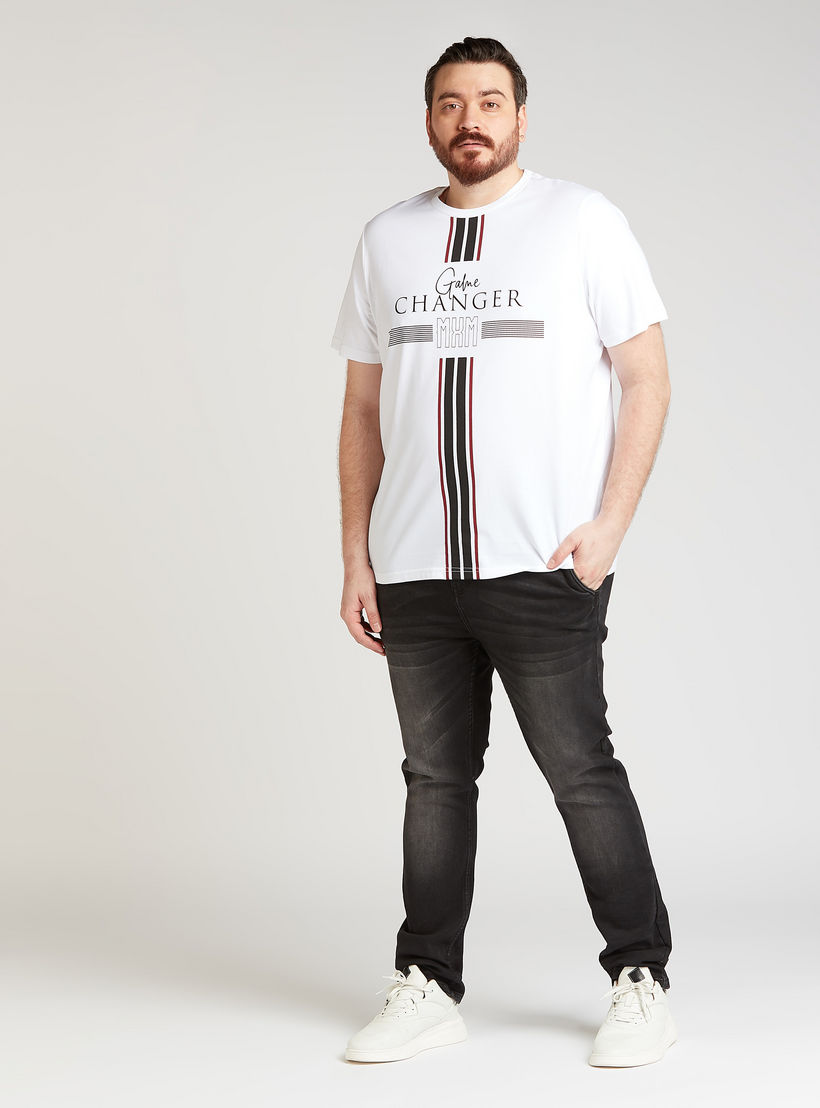 Typographic Print T-shirt with Crew Neck and Short Sleeves-men-clothing-tshirtsandpolos-tshirts-image-2